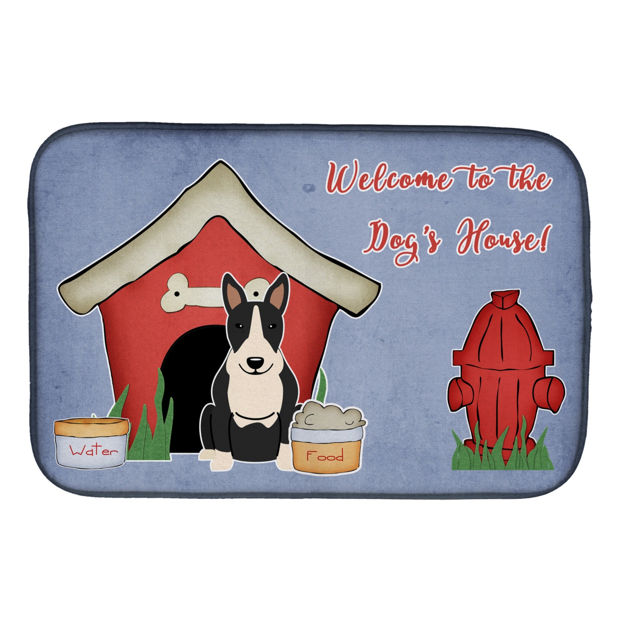 Caroline'S Treasures Dog House Collection Bull Terrier Black White Dish Drying Mat, 14 X 21