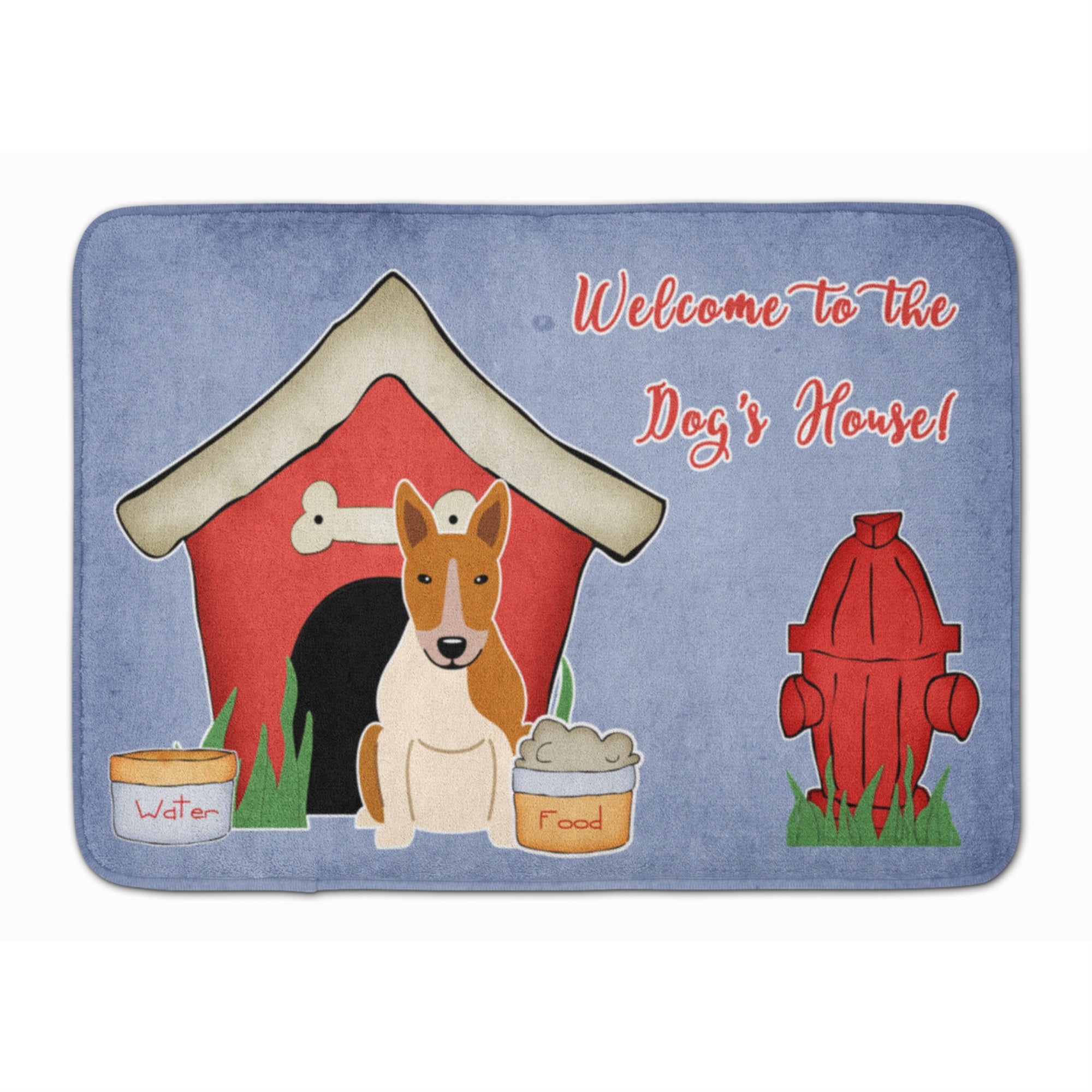 Caroline'S Treasures Dog House Bull Terrier Red White Floor Mat, 19 X 27, Multicolor