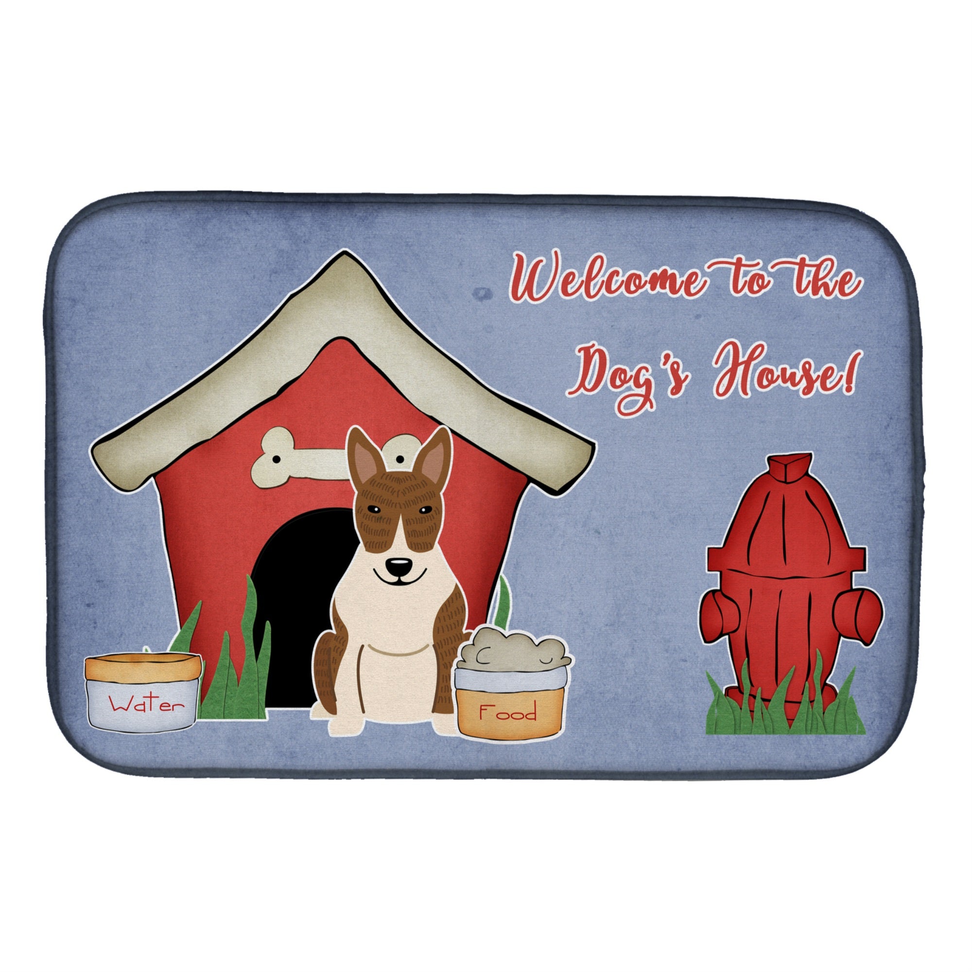 Caroline'S Treasures Dog House Collection Bull Terrier Brindle Dish Drying Mat, 14 X 21