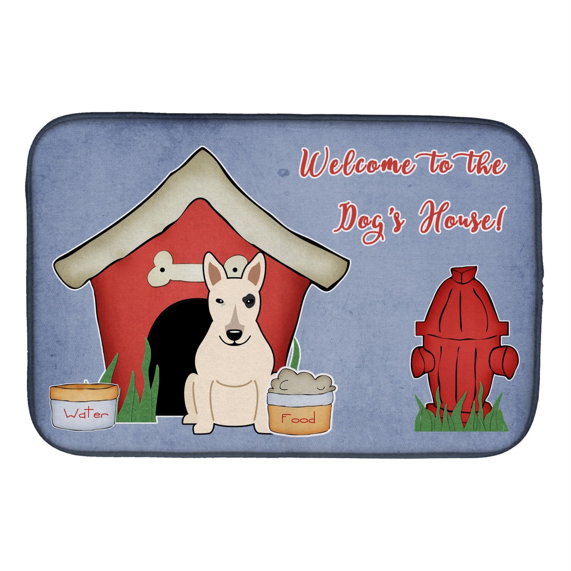 Caroline'S Treasures Dog House Collection Bull Terrier White Dish Drying Mat, 14 X 21