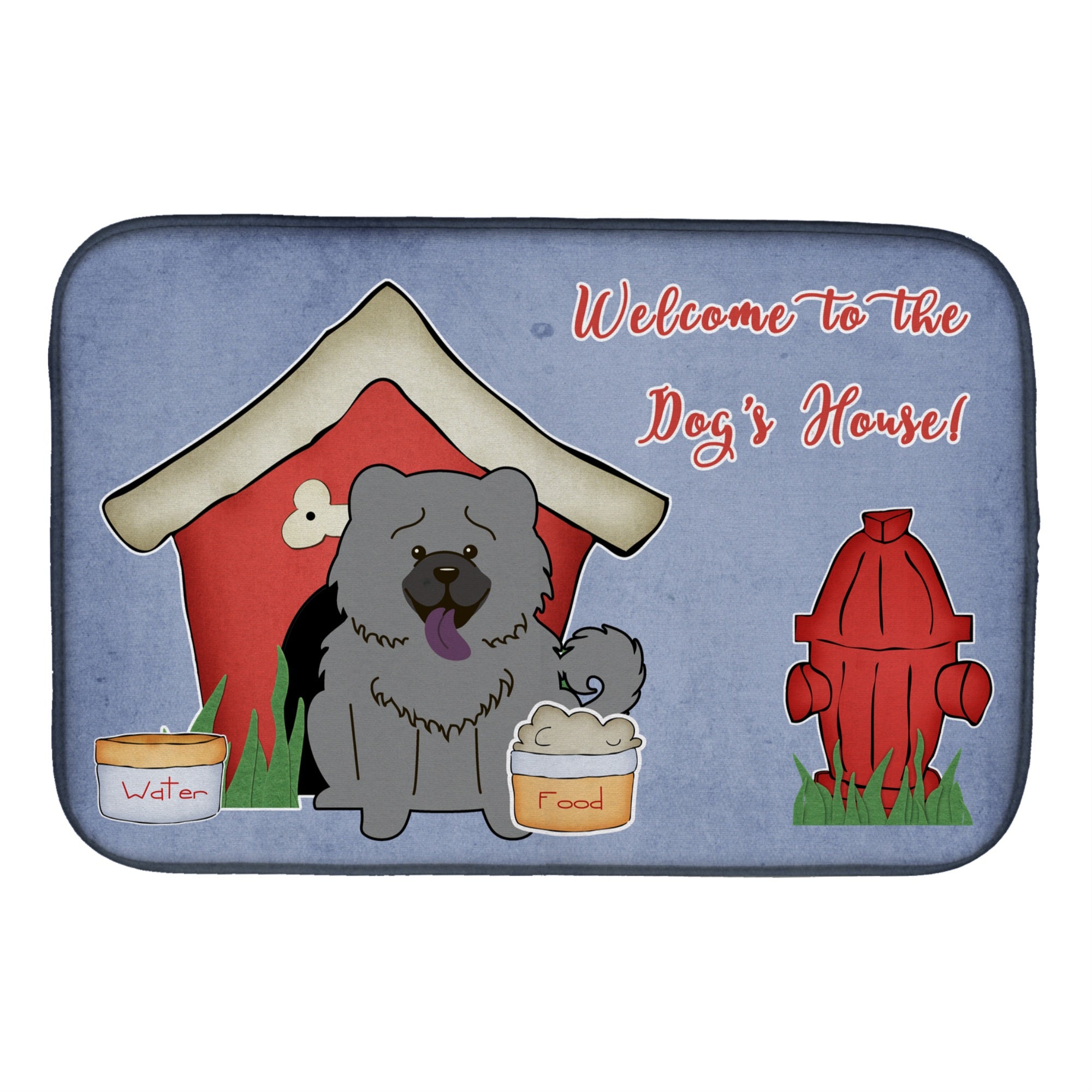 Caroline'S Treasures Dog House Collection Chow Blue Dish Drying Mat, 14 X 21