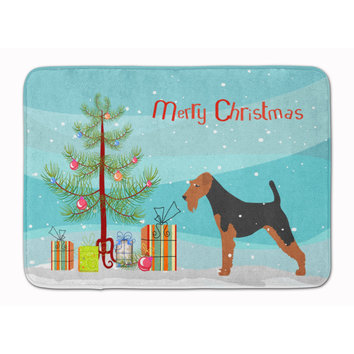 Caroline'S Treasures Welsh Terrier Merry Christmas Tree Floor Mat, 19 X 27, Multicolor