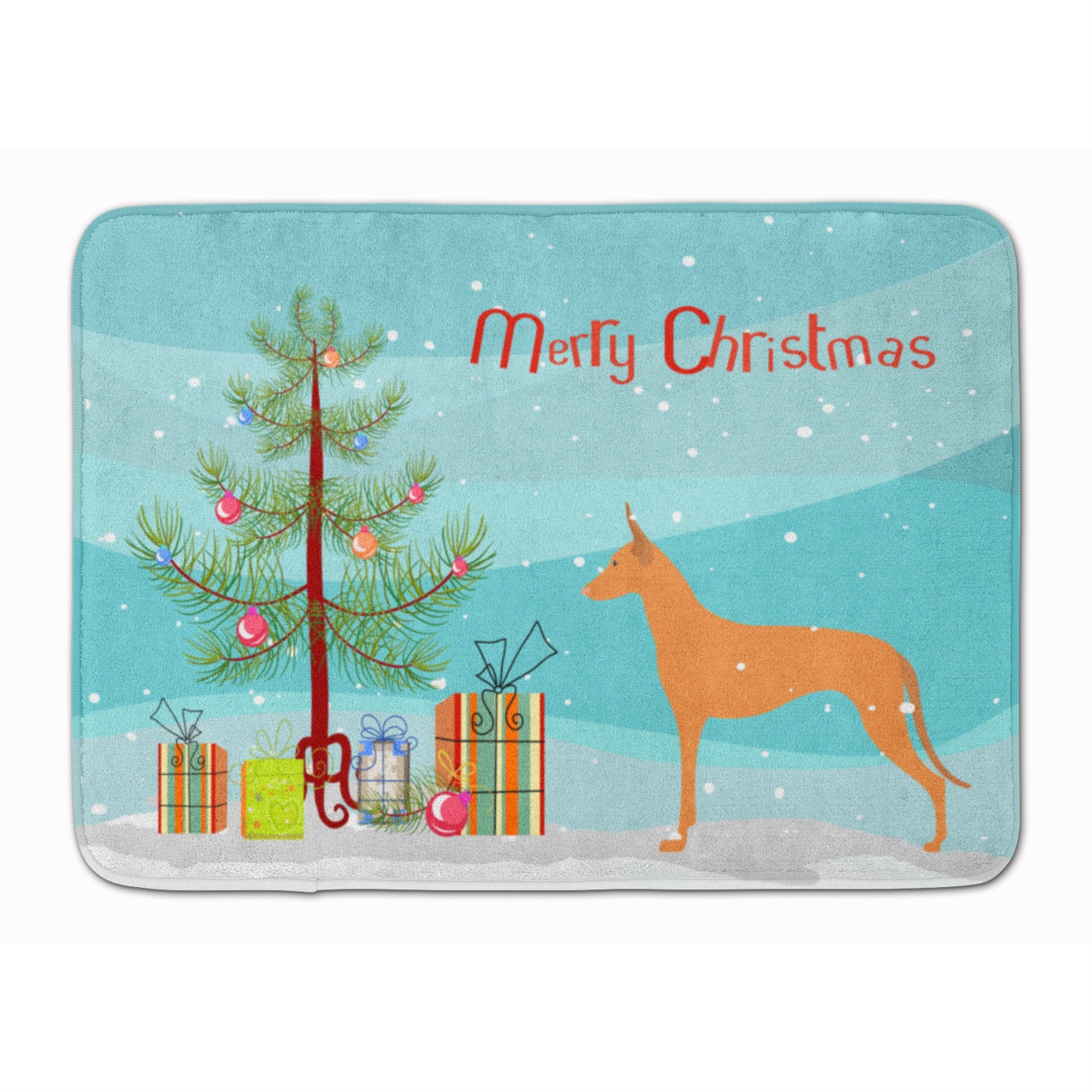 Caroline'S Treasures Pharaoh Hound Merry Christmas Tree Floor Mat, 19 X 27, Multicolor