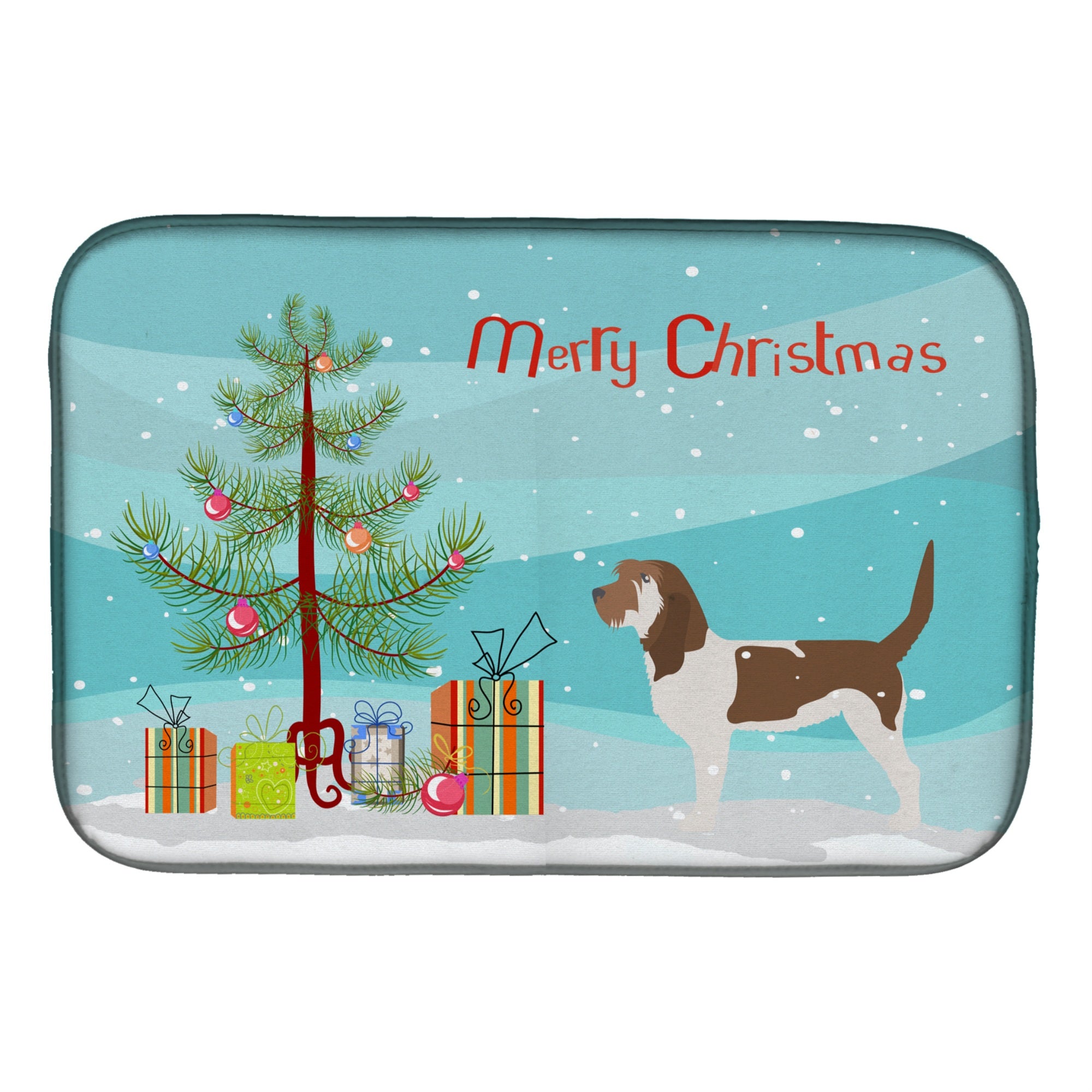 Caroline'S Treasures Grand Basset Griffon Vendeen Merry Christmas Tree Dish Drying Mat, 14 X 21, Multicolor