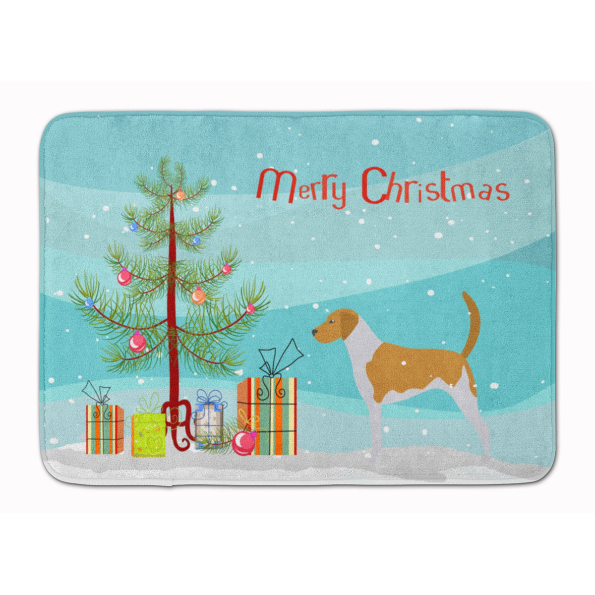 Caroline'S Treasures American Foxhound Merry Christmas Tree Floor Mat, 19 X 27, Multicolor