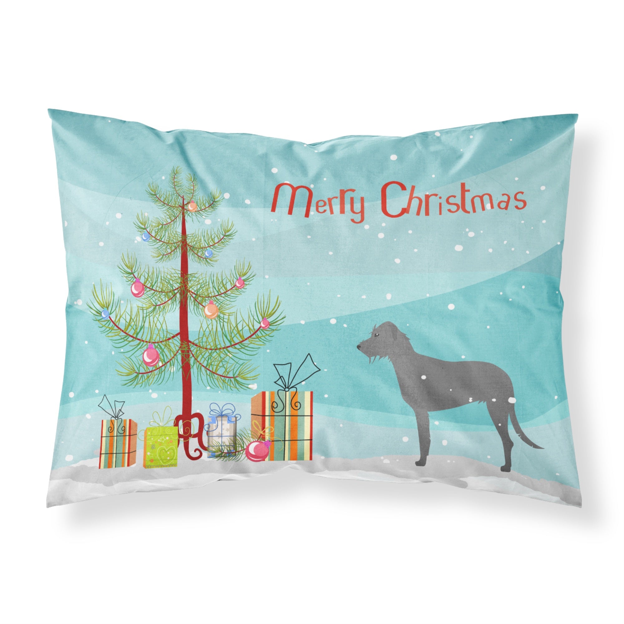 Caroline'S Treasures Christmas Tree Irish Wolfhound Merry Fabric Standard Pillowcase Bb2921Pillowcase