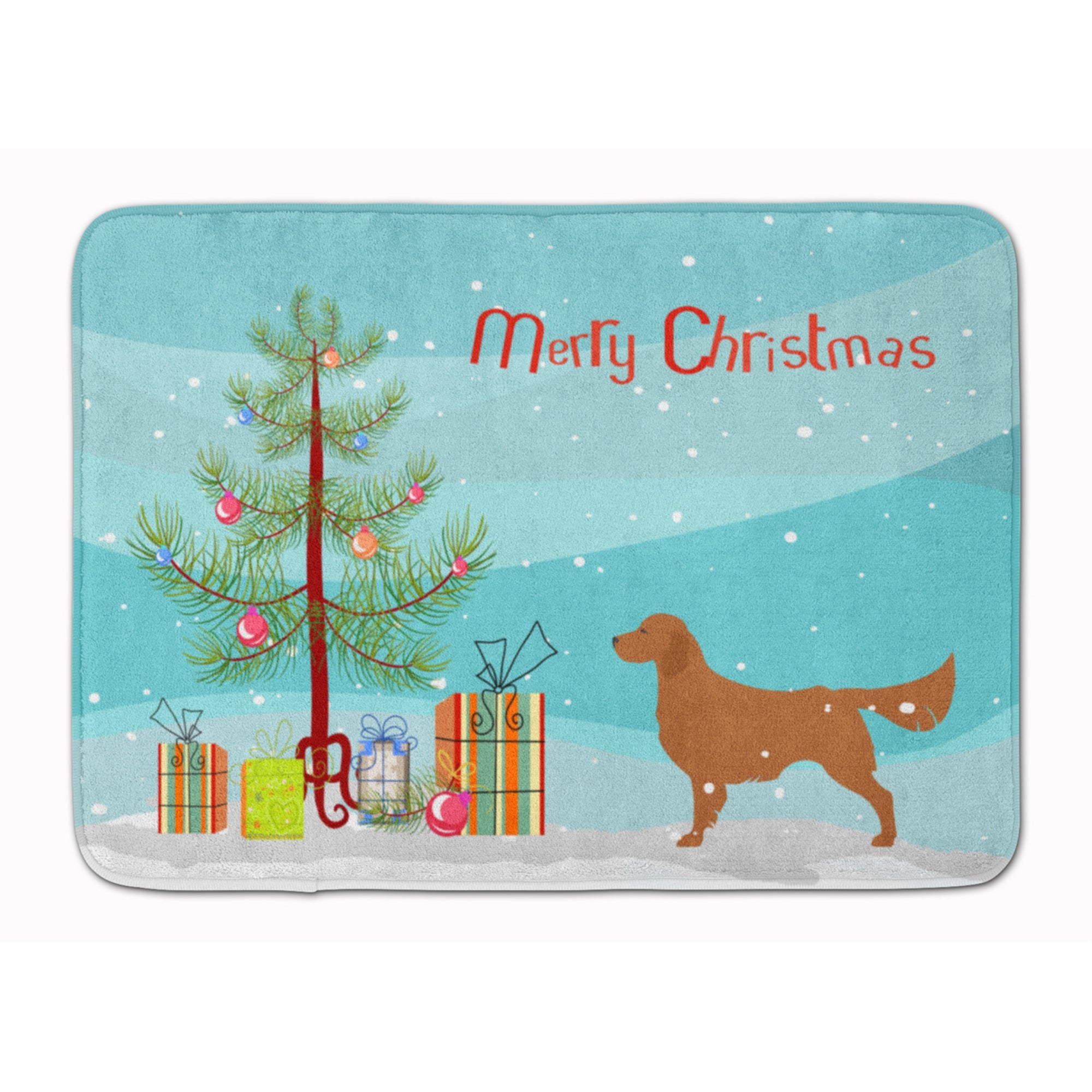 Caroline'S Treasures Golden Retriever Merry Christmas Tree Floor Mat, 19 X 27, Multicolor