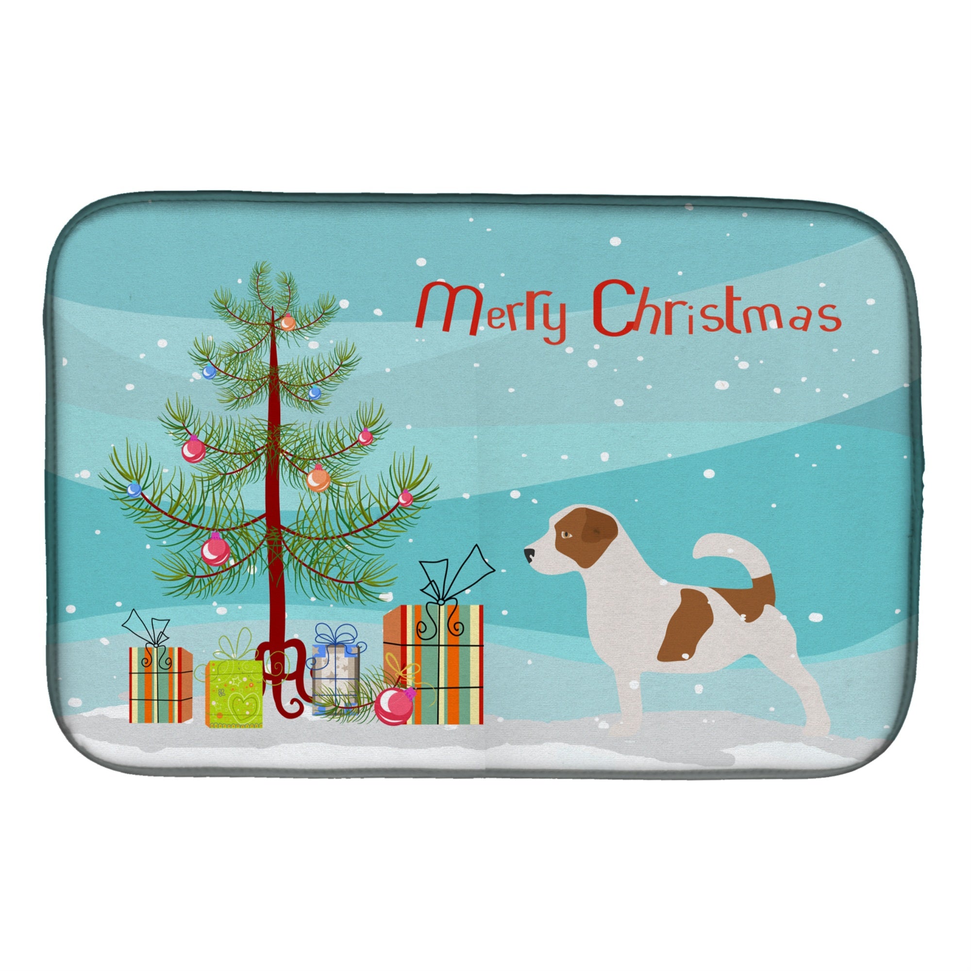 Caroline'S Treasures Jack Russell Terrier Merry Christmas Tree Dish Drying Mat, 14 X 21, Multicolor