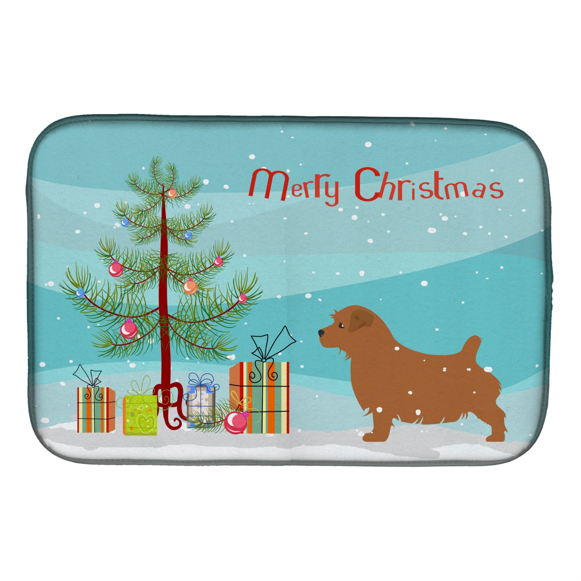 Caroline'S Treasures Norfolk Terrier Merry Christmas Tree Dish Drying Mat, 14 X 21