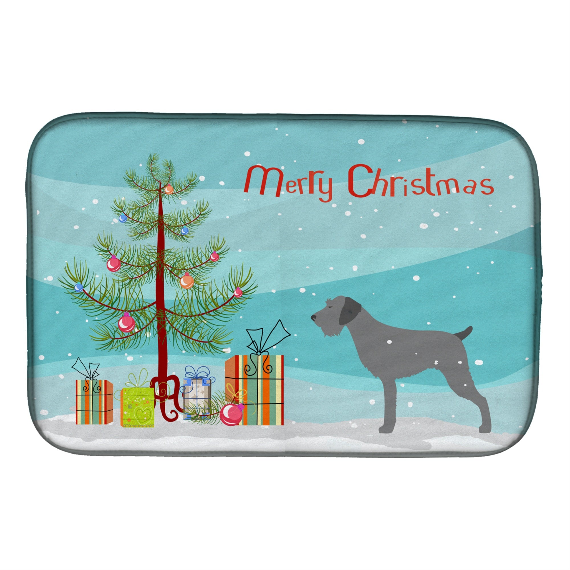 Caroline'S Treasures German Wirehaired Pointer Merry Christmas Tree Dish Drying Mat, 14 X 21, Multicolor