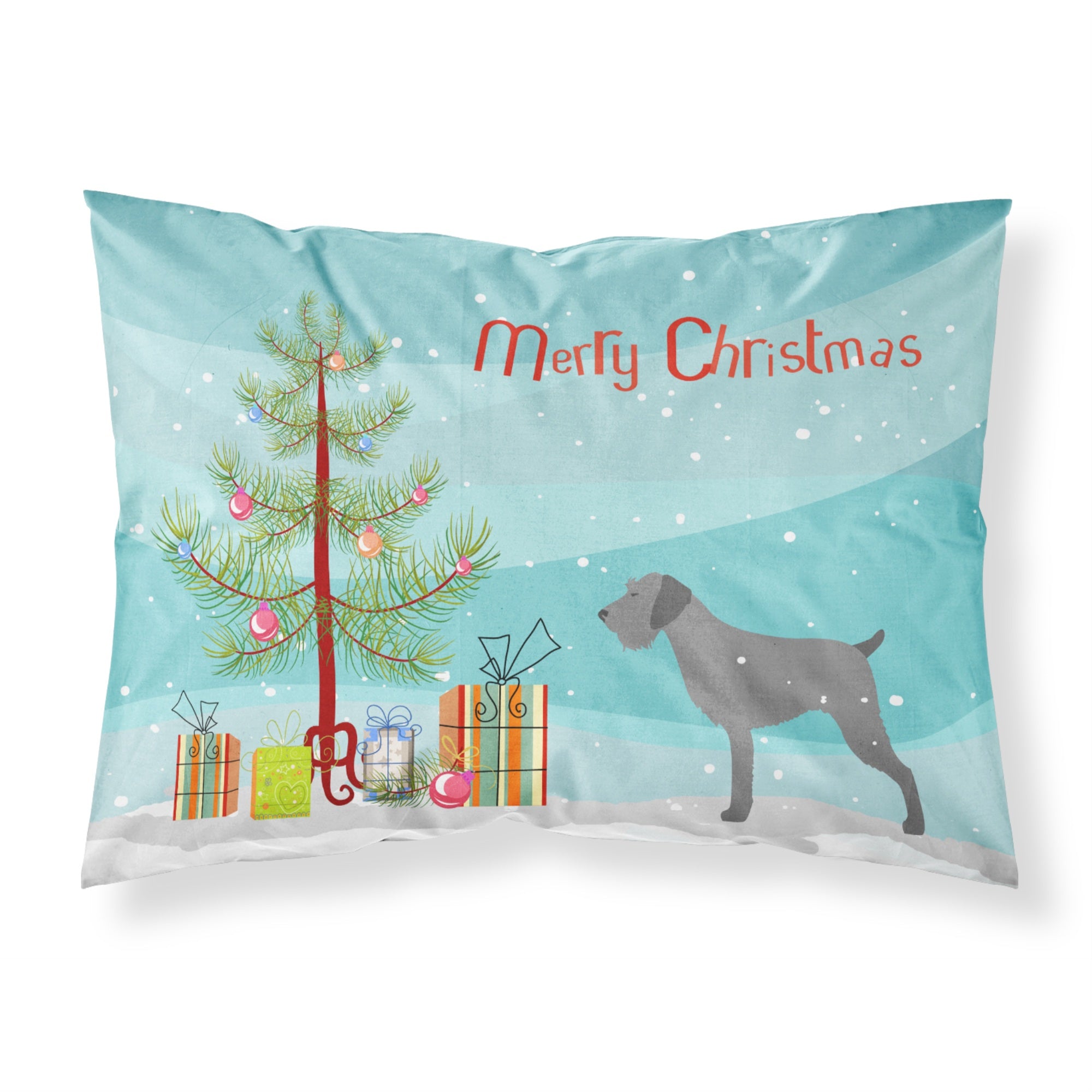 Caroline'S Treasures German Wirehaired Pointer Merry Christmas Tree Fabric Standard Pillowcase Bb2929Pillowcase, Multicolor