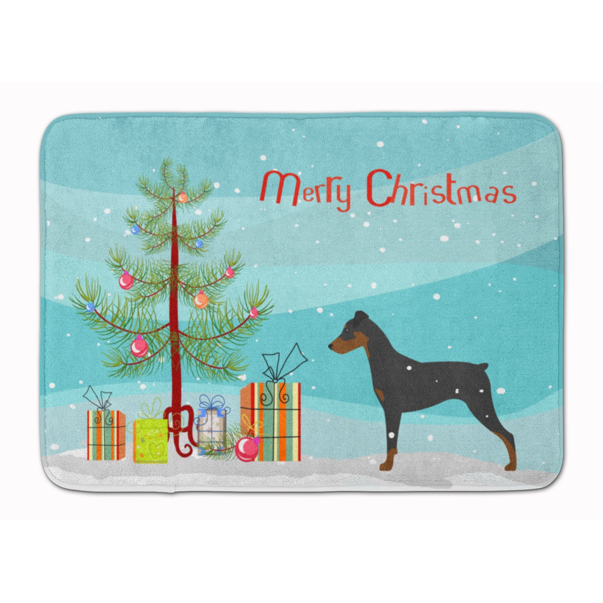 Caroline'S Treasures German Pinscher Merry Christmas Tree Floor Mat, 19 X 27, Multicolor
