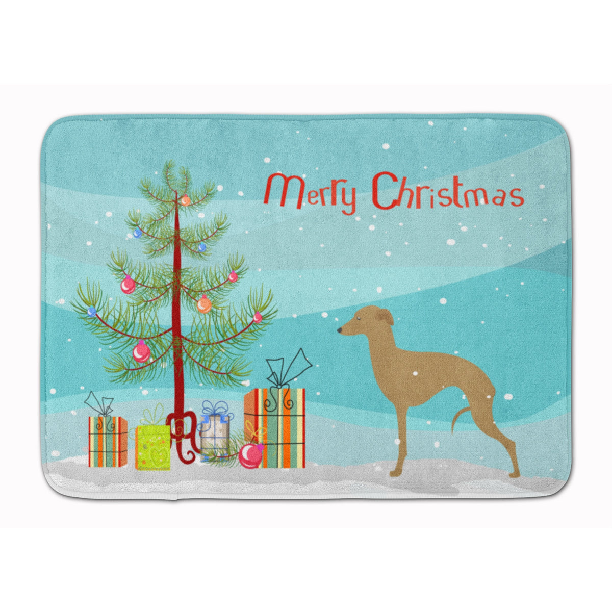 Caroline'S Treasures Italian Greyhound Merry Christmas Tree Floor Mat, 19 X 27, Multicolor
