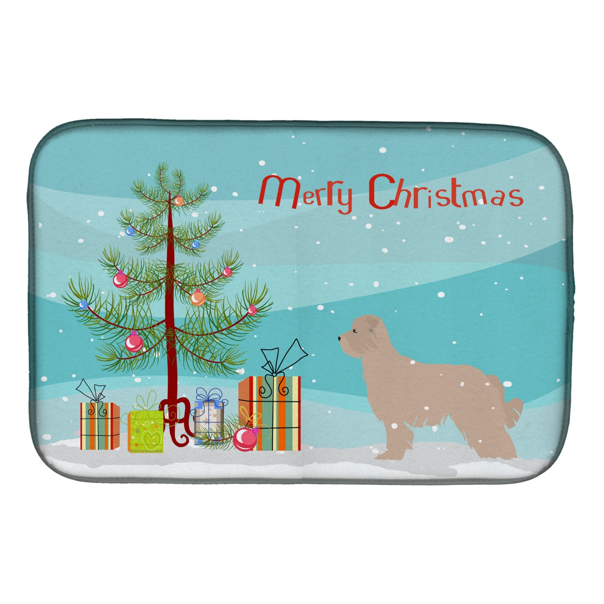 Caroline'S Treasures Pyrenean Shepherd Dog Merry Christmas Tree Dish Drying Mat, 14 X 21