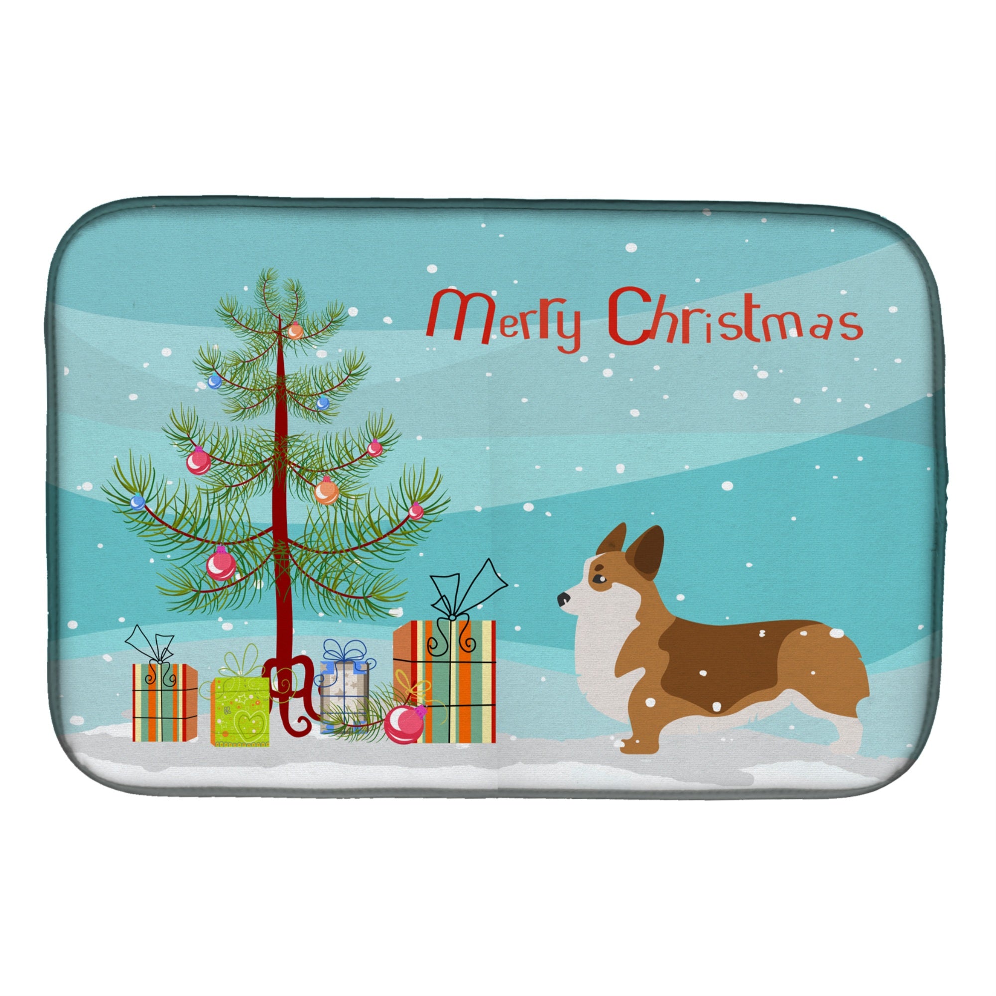 Caroline'S Treasures Corgi Merry Christmas Tree Dish Drying Mat, 14 X 21, Multicolor
