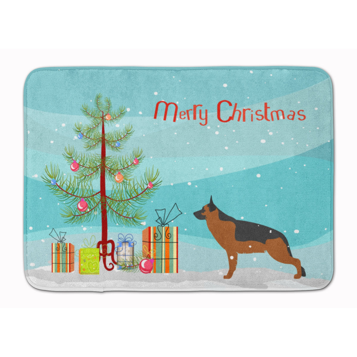 Caroline'S Treasures German Shepherd Merry Christmas Tree Floor Mat, 19 X 27, Multicolor