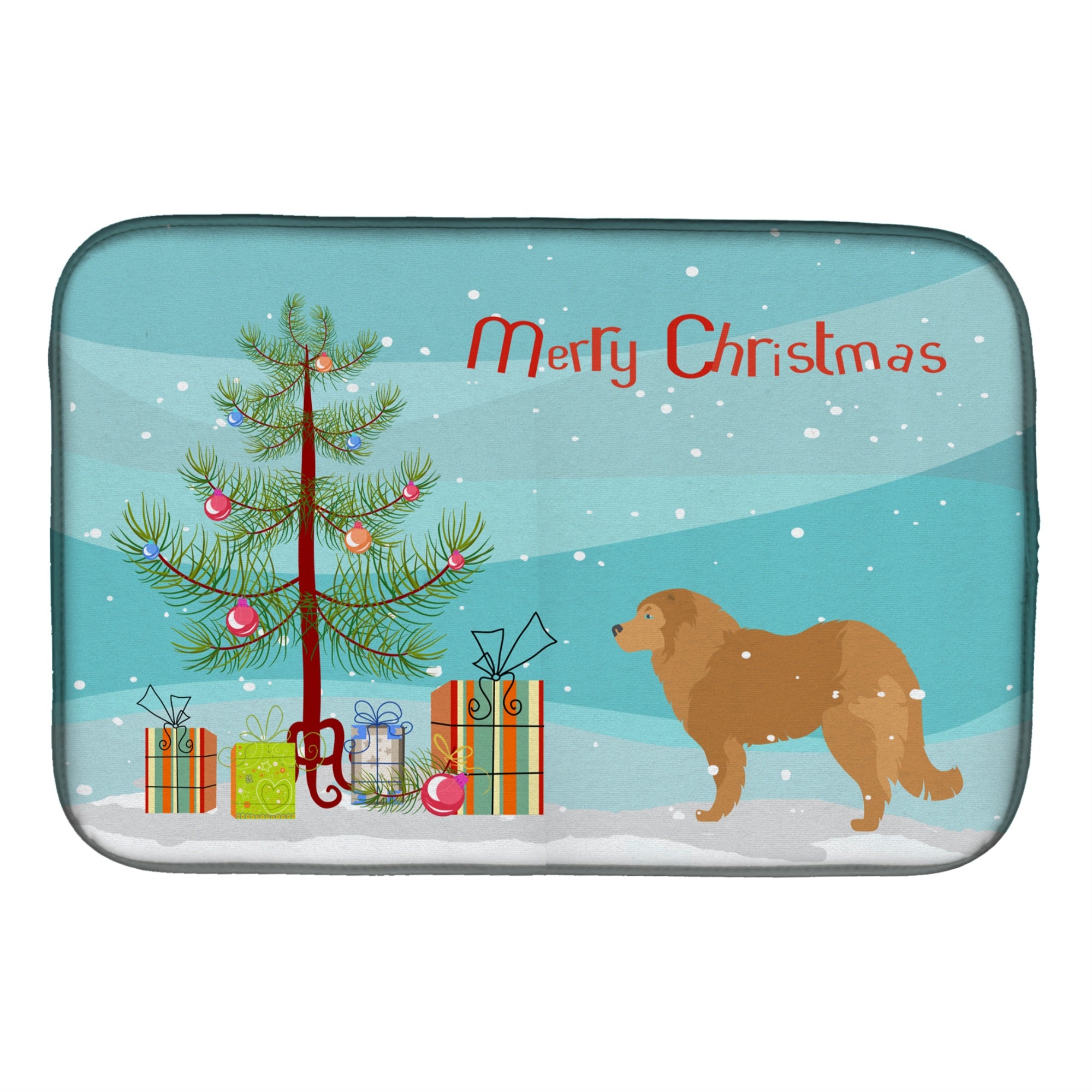 Caroline'S Treasures Caucasian Shepherd Dog Merry Christmas Tree Dish Drying Mat, 14 X 21