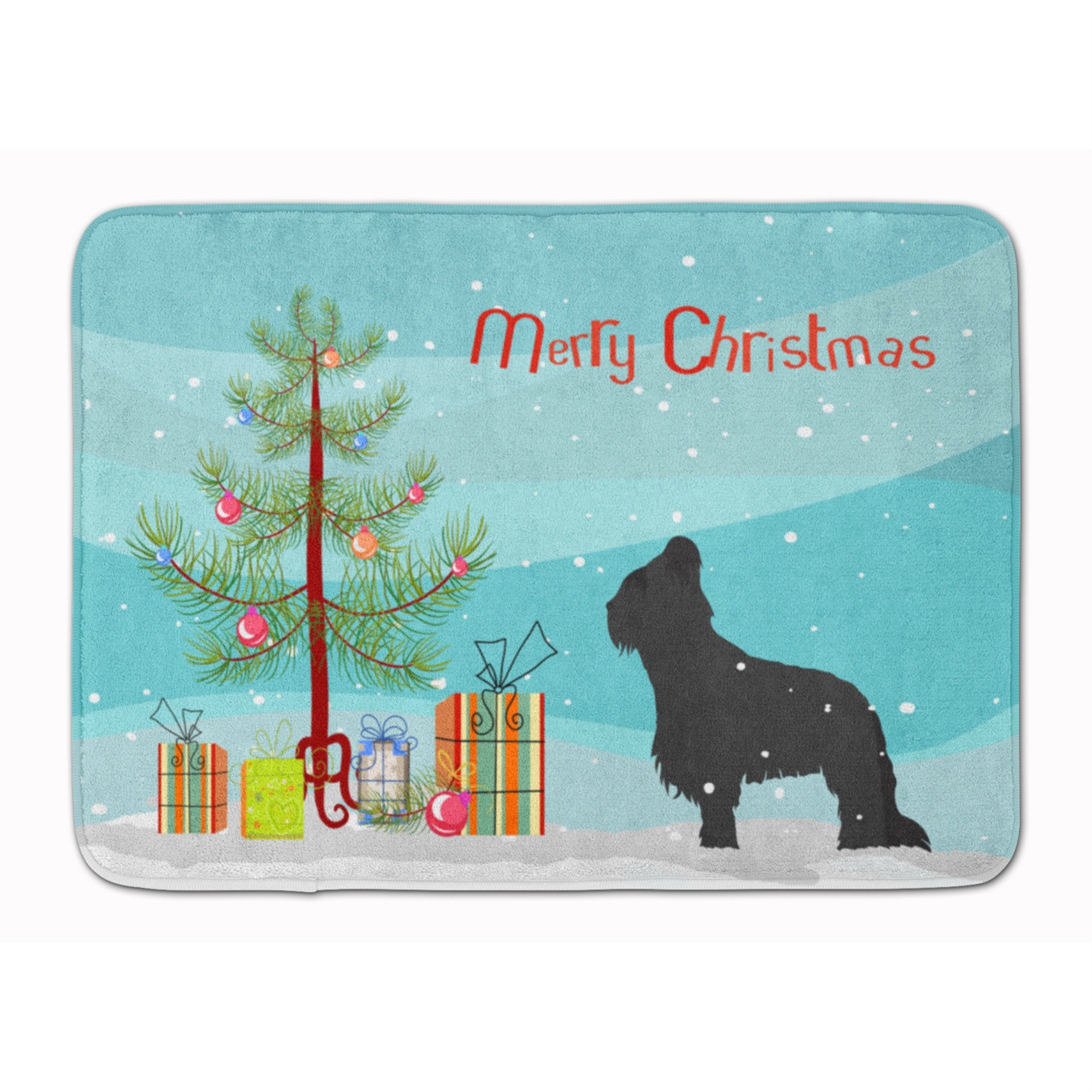 Caroline'S Treasures Briard Merry Christmas Tree Floor Mat, 19 X 27, Multicolor