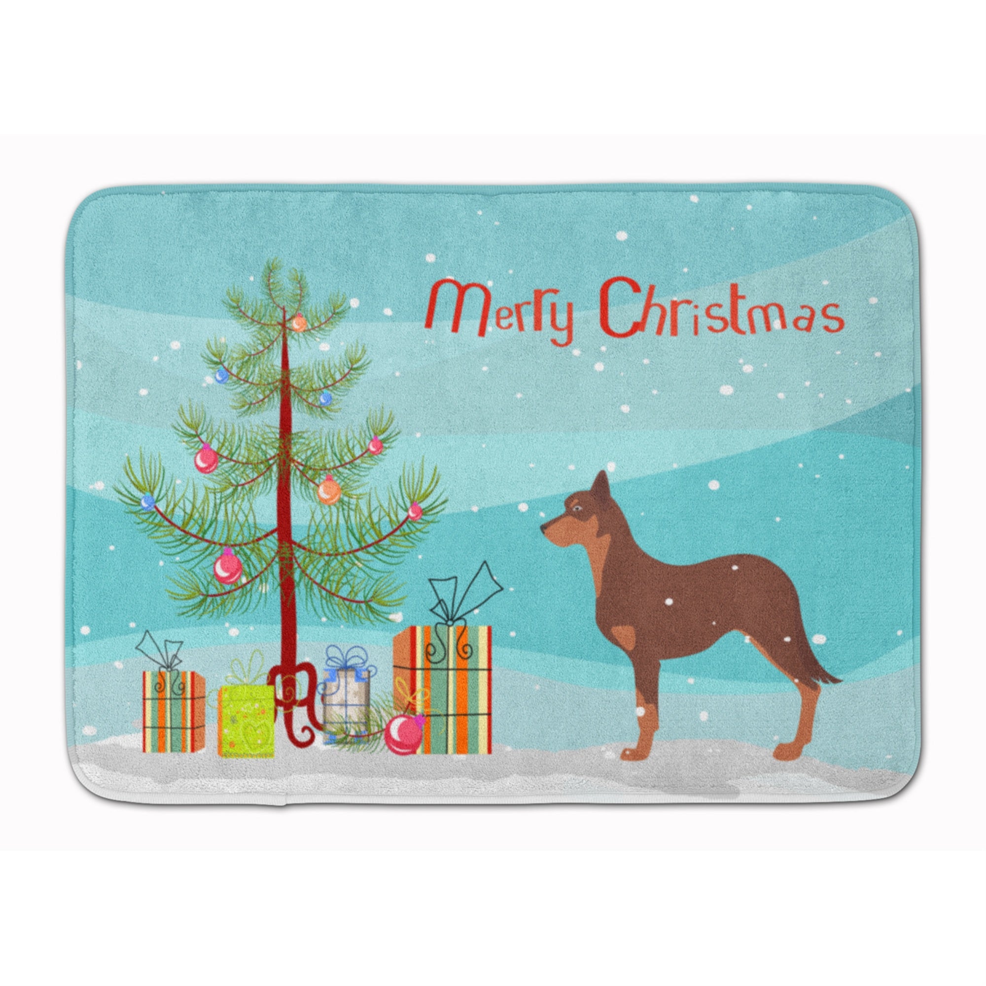 Caroline'S Treasures Australian Kelpie Dog Christmas Tree Floor Mat, 19 X 27, Multicolor