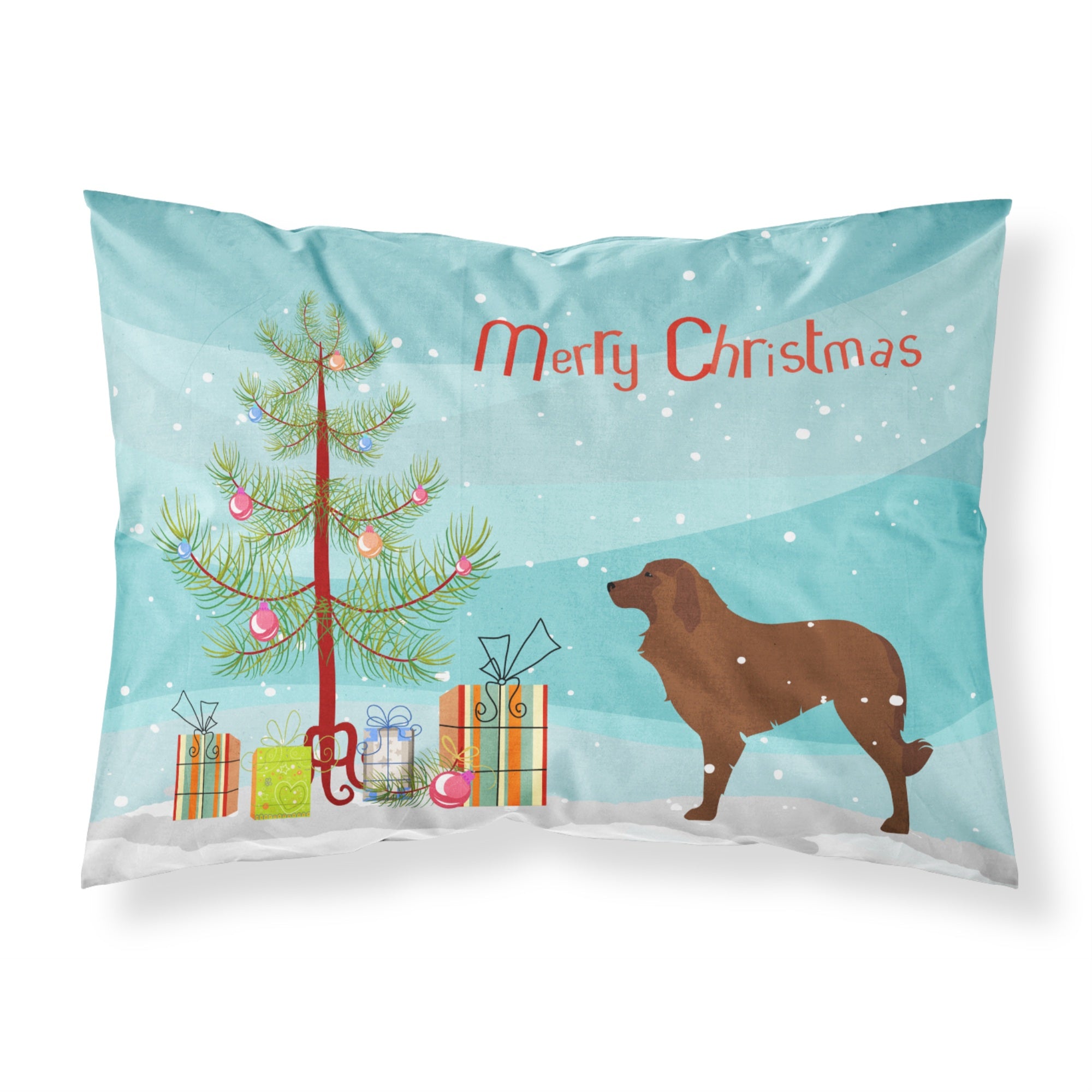 Caroline'S Treasures Portuguese Sheepdog Dog Merry Christmas Tree Fabric Standard Pillowcase Bb2949Pillowcase, Multicolor