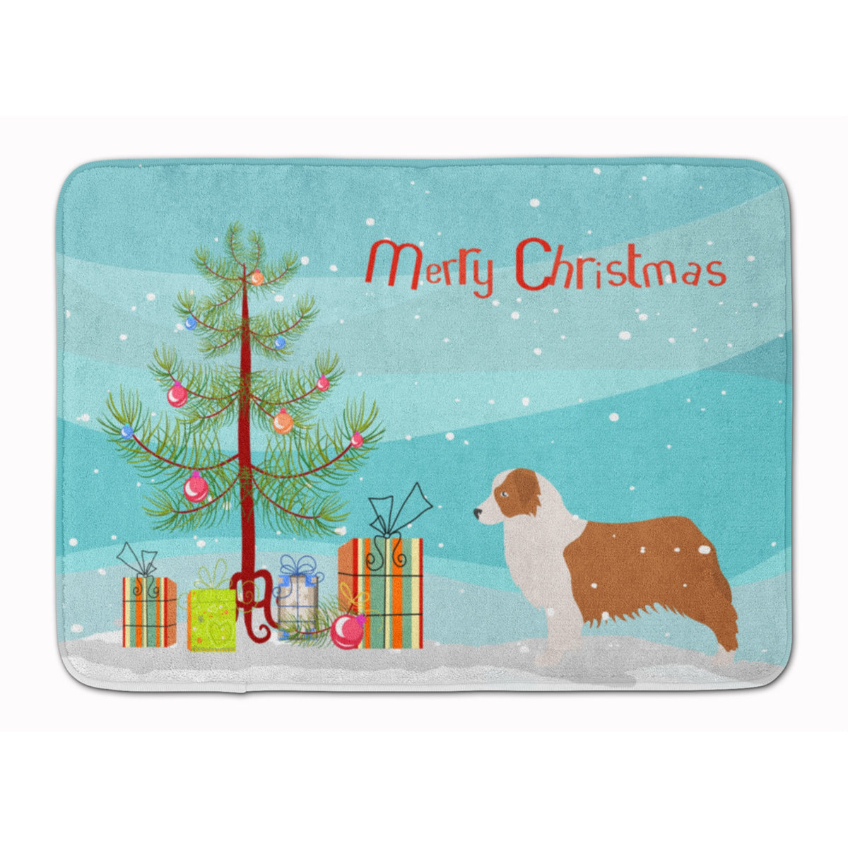 Caroline'S Treasures Australian Shepherd Dog Christmas Tree Floor Mat, 19 X 27, Multicolor