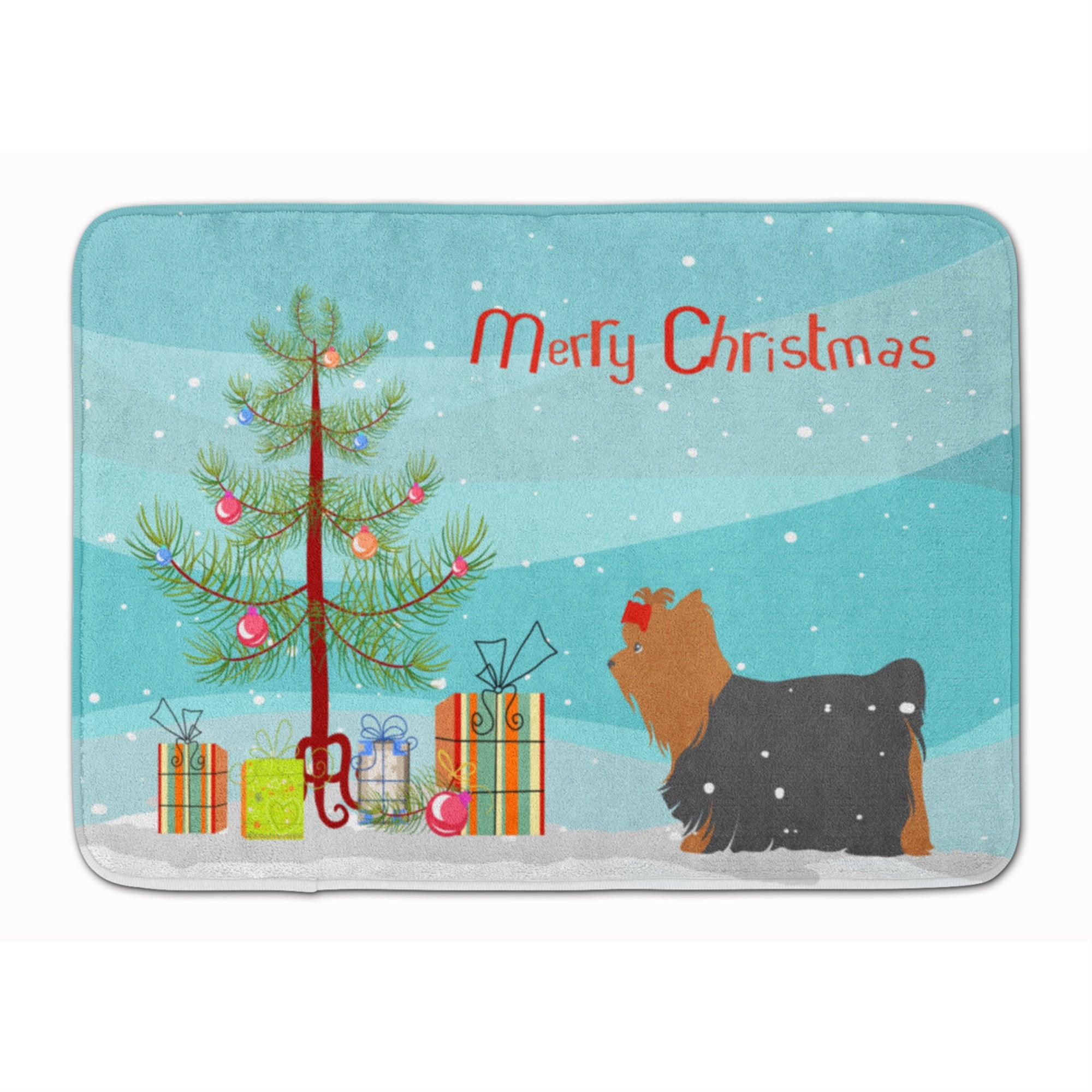 Caroline'S Treasures Yorkshire Terrier Yorkie Christmas Tree Floor Mat, 19 X 27, Multicolor