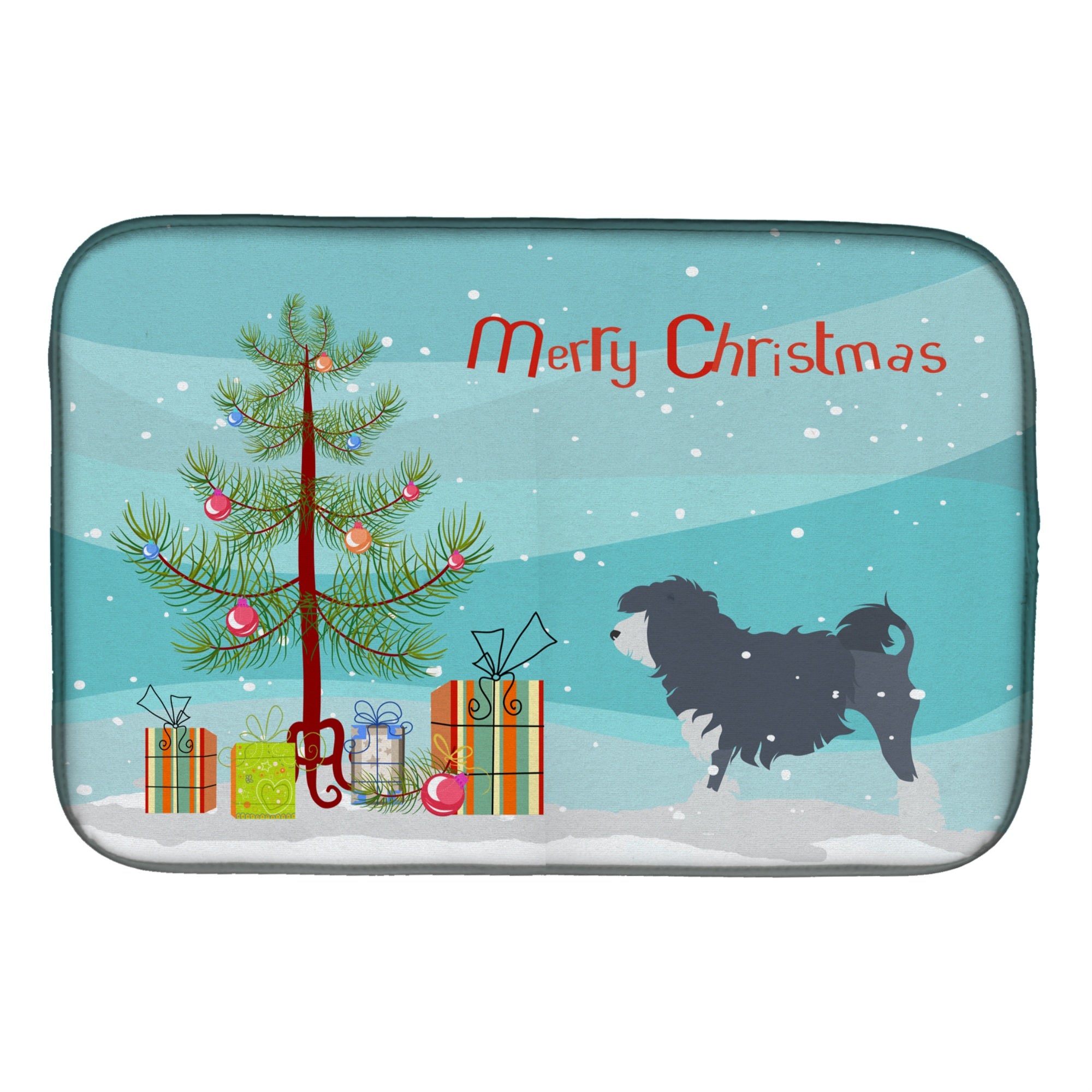 Caroline'S Treasures Lowchen Merry Christmas Tree Dish Drying Mat, 14 X 21