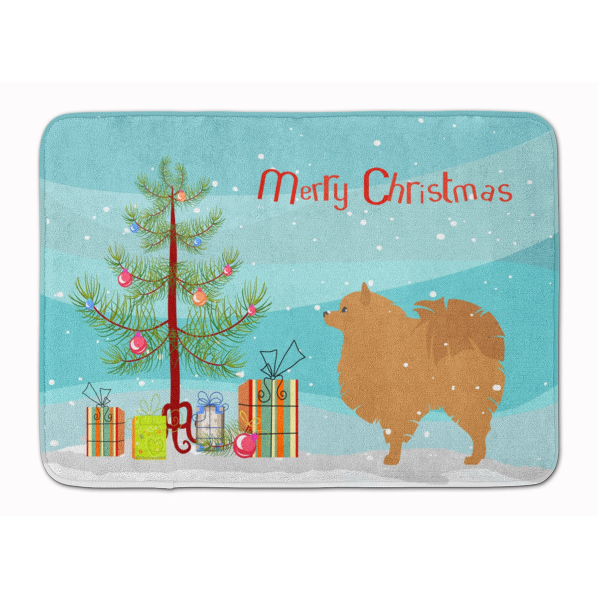 Caroline'S Treasures Pomeranian Merry Christmas Tree Floor Mat, 19 X 27, Multicolor