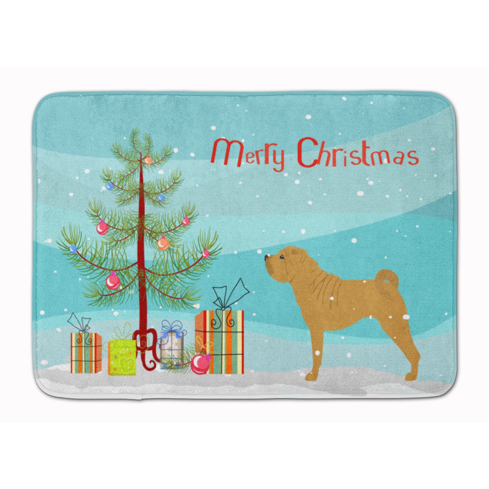 Caroline'S Treasures Shar Pei Merry Christmas Tree Floor Mat, 19 X 27, Multicolor