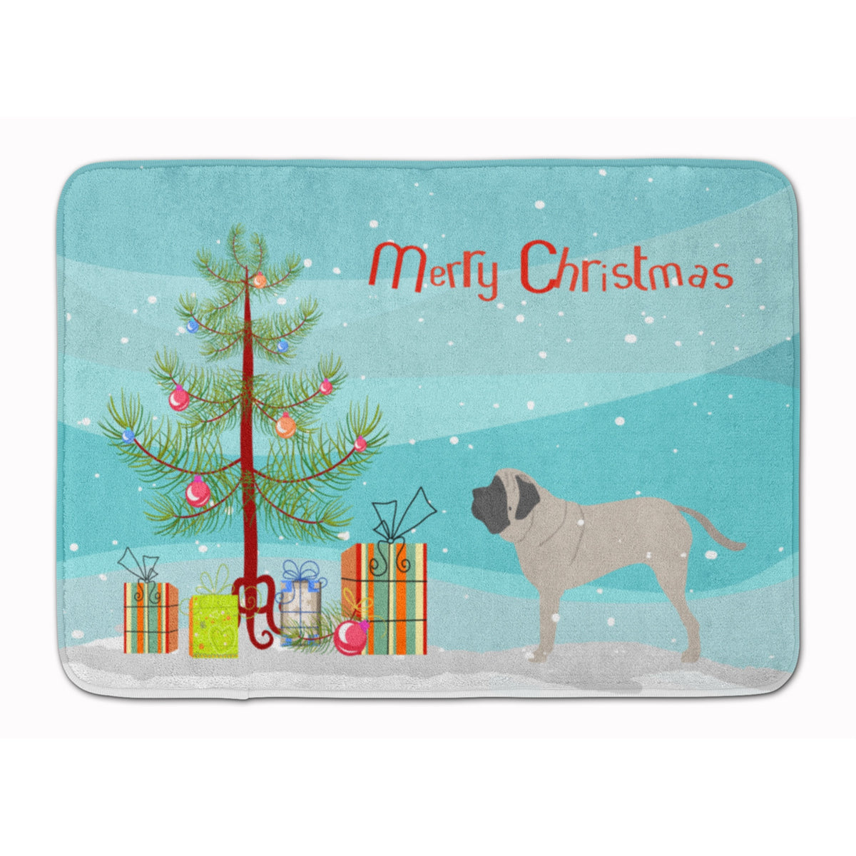 Caroline'S Treasures English Mastiff Merry Christmas Tree Floor Mat, 19 X 27, Multicolor