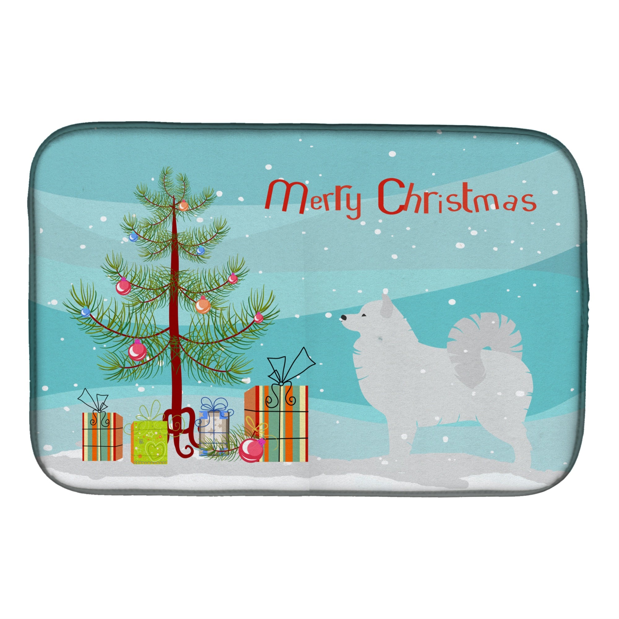 Caroline'S Treasures Samoyed Merry Christmas Tree Dish Drying Mat, 14 X 21