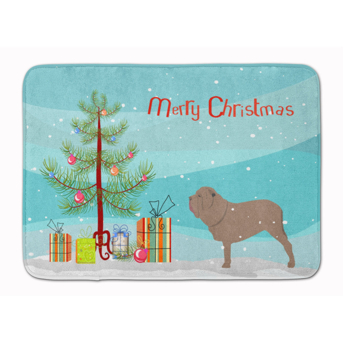 Caroline'S Treasures Neapolitan Mastiff Merry Christmas Tree Floor Mat, 19 X 27, Multicolor