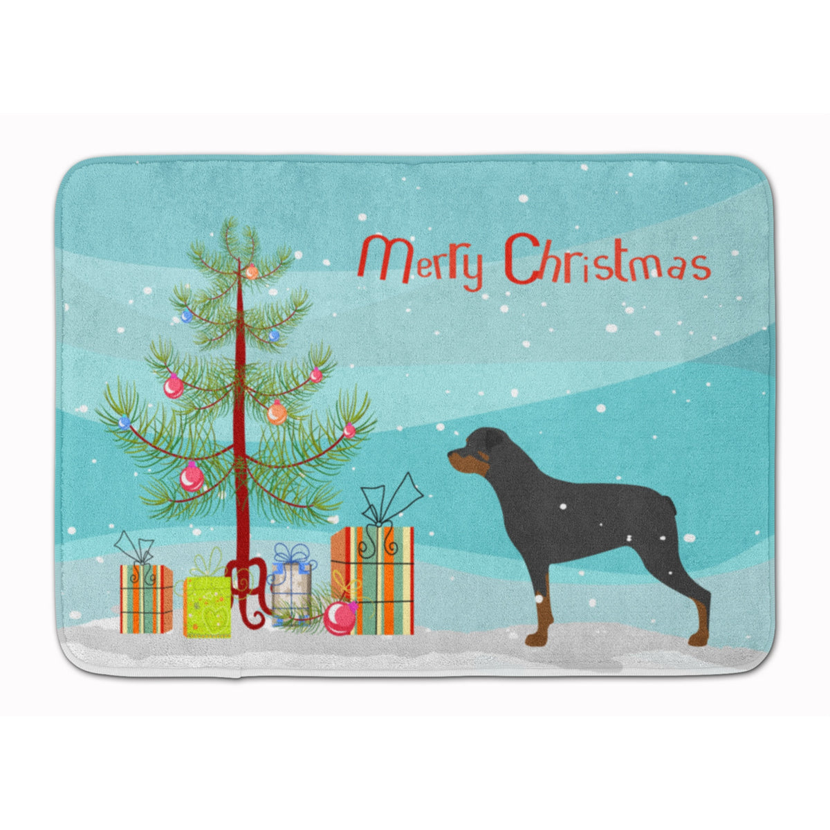 Caroline'S Treasures Rottweiler Merry Christmas Tree Floor Mat, 19 X 27, Multicolor