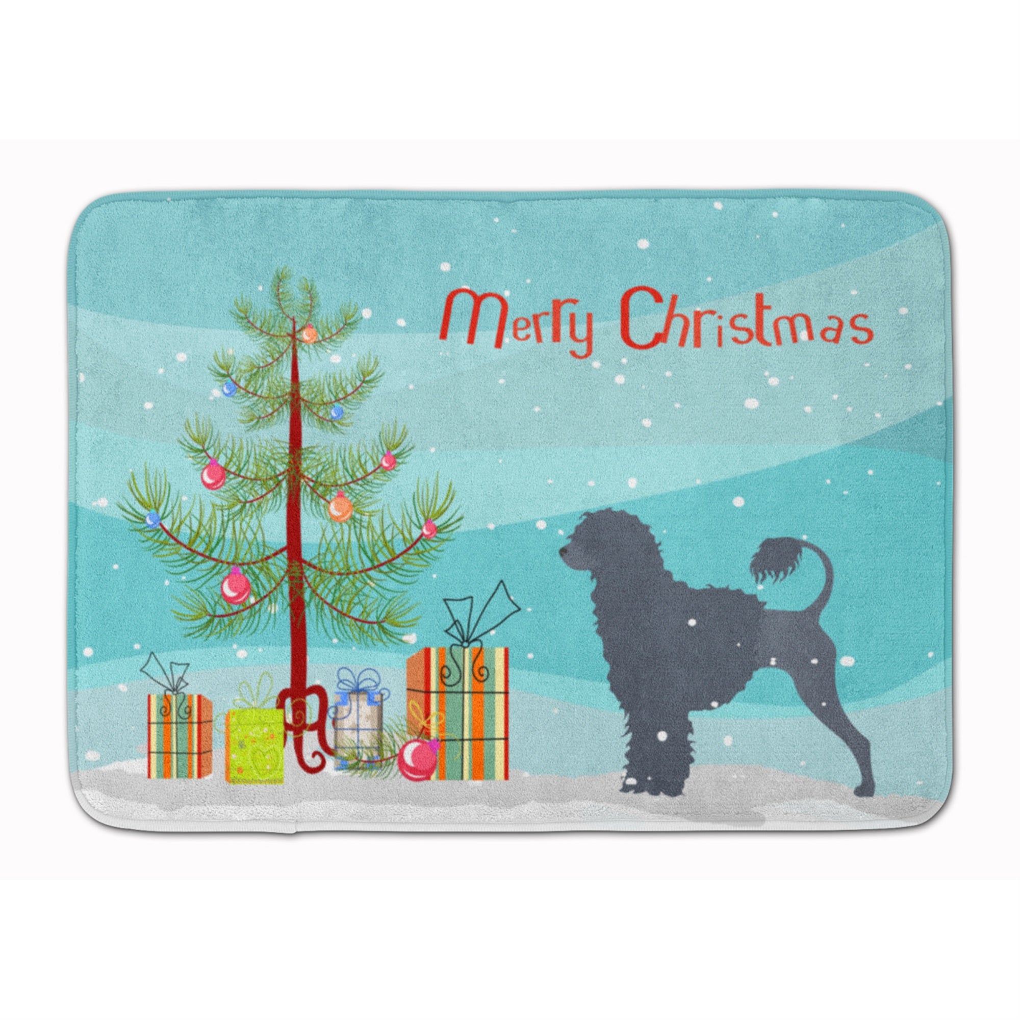 Caroline'S Treasures Portuguese Water Dog Christmas Tree Floor Mat, 19 X 27, Multicolor