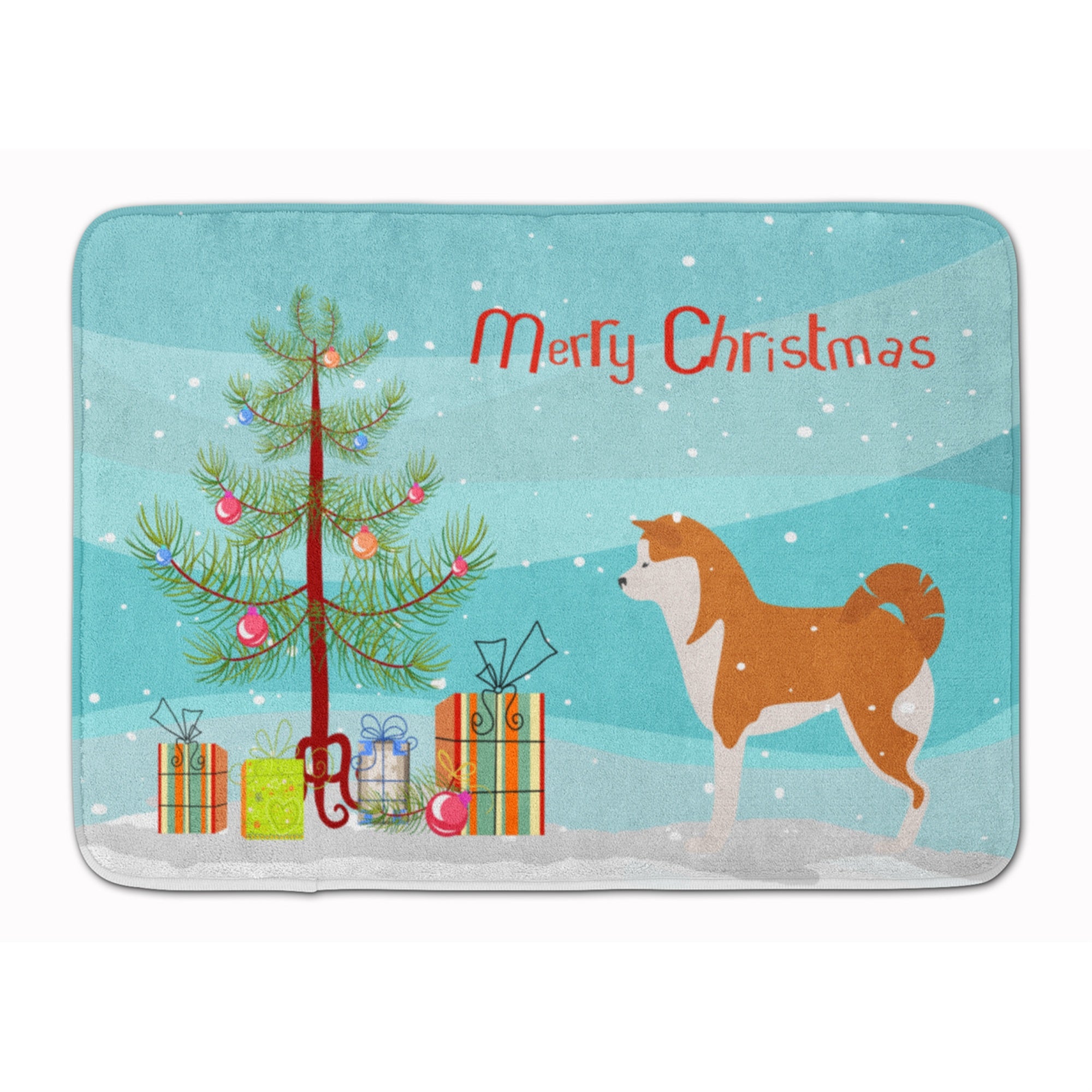 Caroline'S Treasures Akita Merry Christmas Tree Floor Mat, 19 X 27, Multicolor