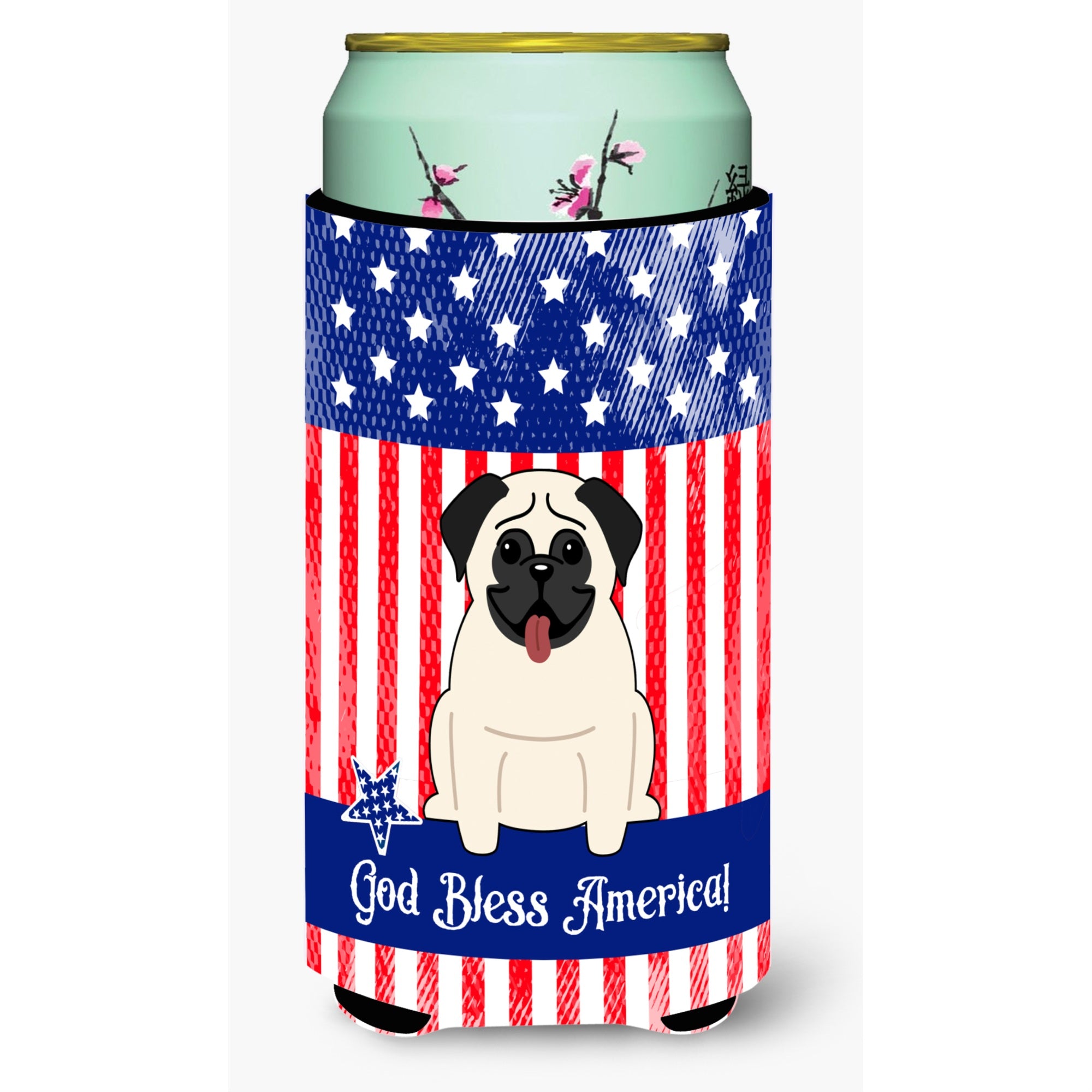 Caroline'S Treasures Bb2999Tbc Usa Pug Cream Tall Boy Insulator Hugger Cold-Beverage-Koozies, Multicolor