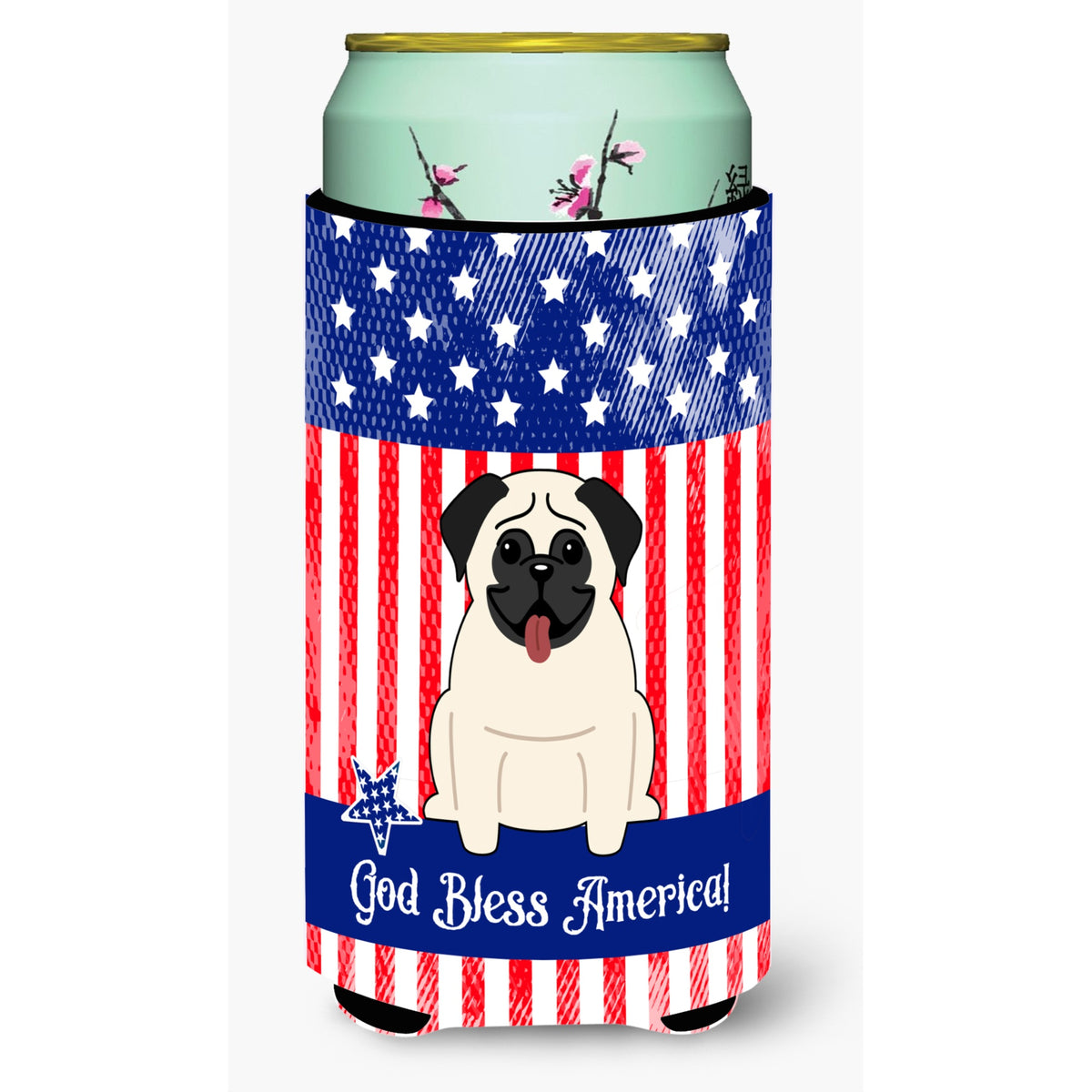 Caroline'S Treasures Bb2999Tbc Usa Pug Cream Tall Boy Insulator Hugger Cold-Beverage-Koozies, Multicolor