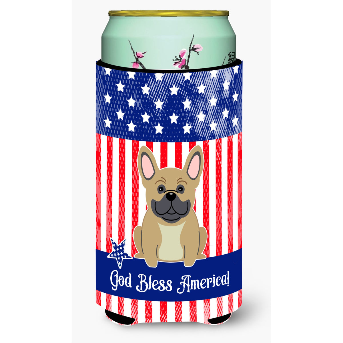 Caroline'S Treasures Bb3005Tbc Patriotic Usa French Bulldog Cream Tall Boy Hugger Cold-Beverage-Koozies, Multicolor