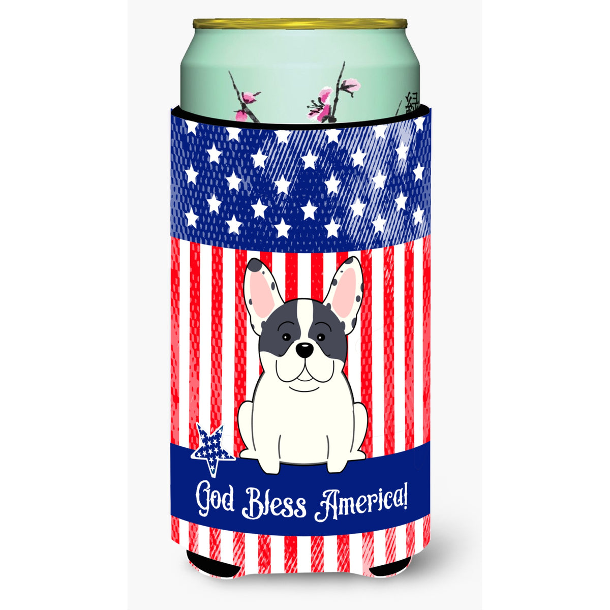 Caroline'S Treasures Bb3006Tbc Patriotic Usa French Bulldog Piebald Tall Boy Hugger Cold-Beverage-Koozies, Multicolor