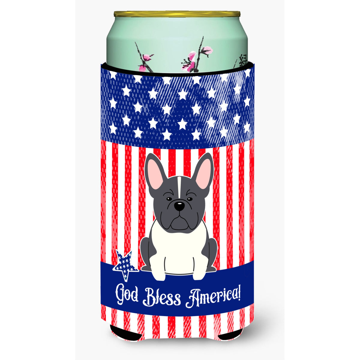 Caroline'S Treasures Bb3007Tbc Usa French Bulldog Black White Tall Boy Hugger Cold-Beverage-Koozies, Multicolor