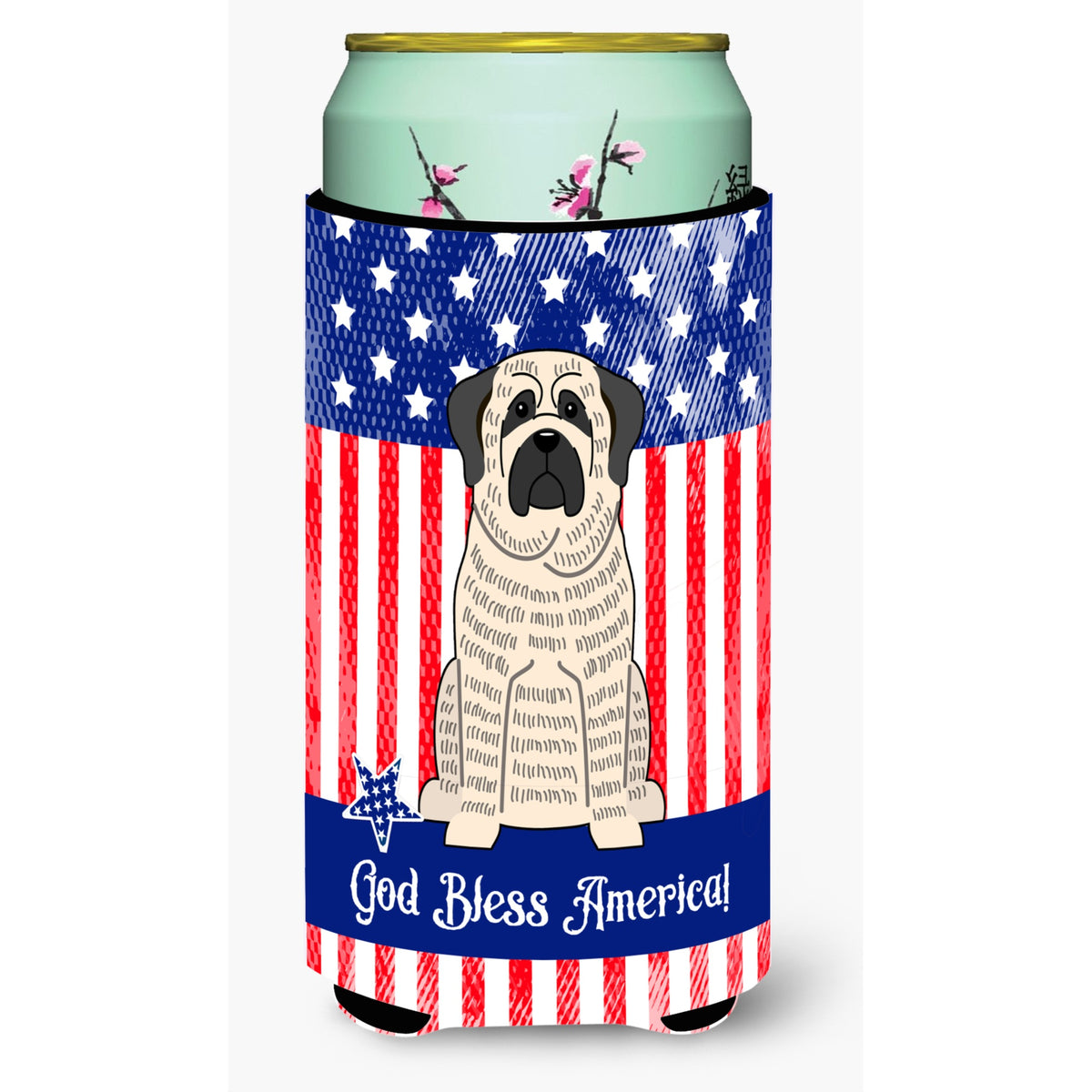 Caroline'S Treasures Bb3011Tbc Patriotic Usa Mastiff Brindle White Tall Boy Hugger Cold-Beverage-Koozies, Multicolor