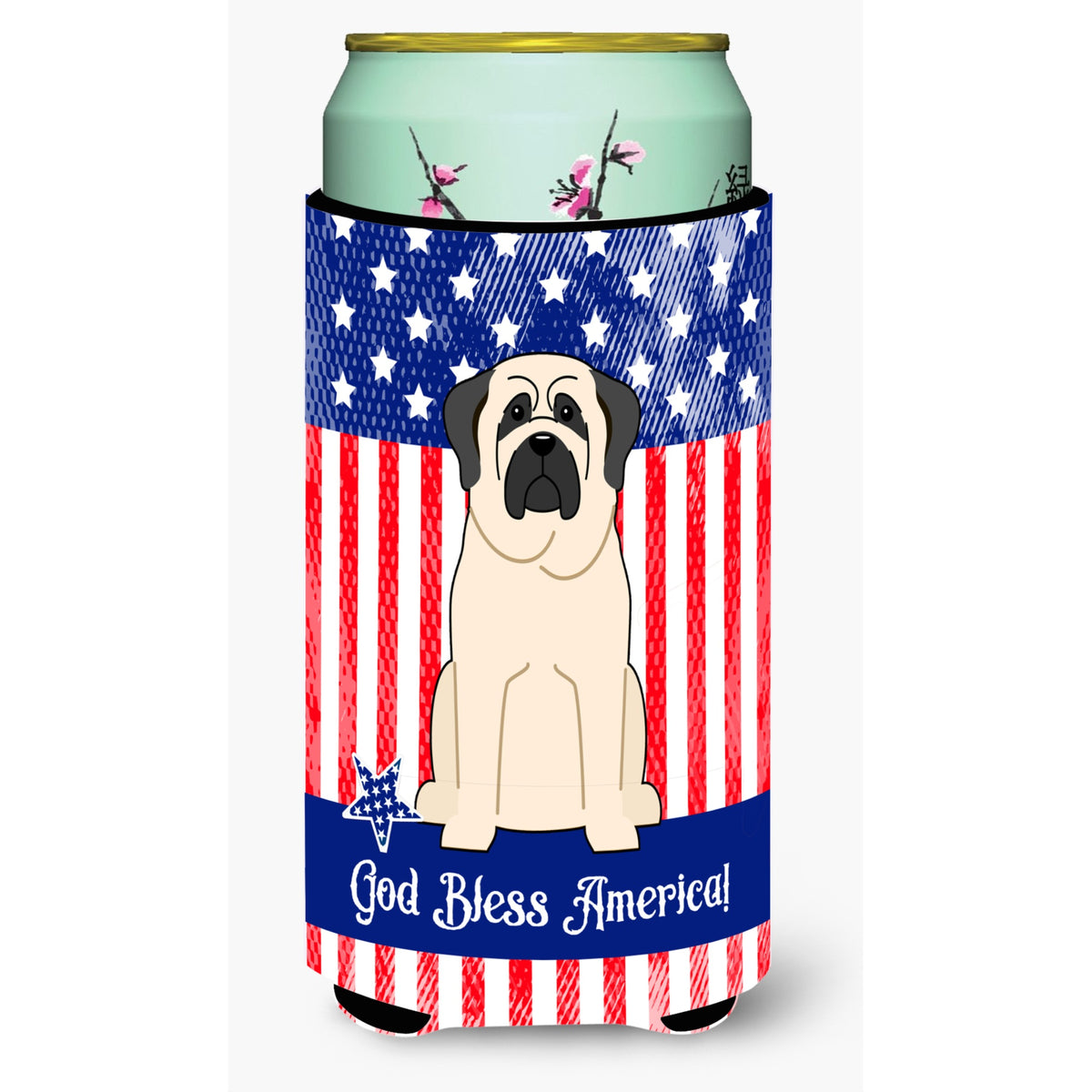 Caroline'S Treasures Bb3012Tbc Patriotic Usa Mastiff White Tall Boy Hugger Cold-Beverage-Koozies, Multicolor