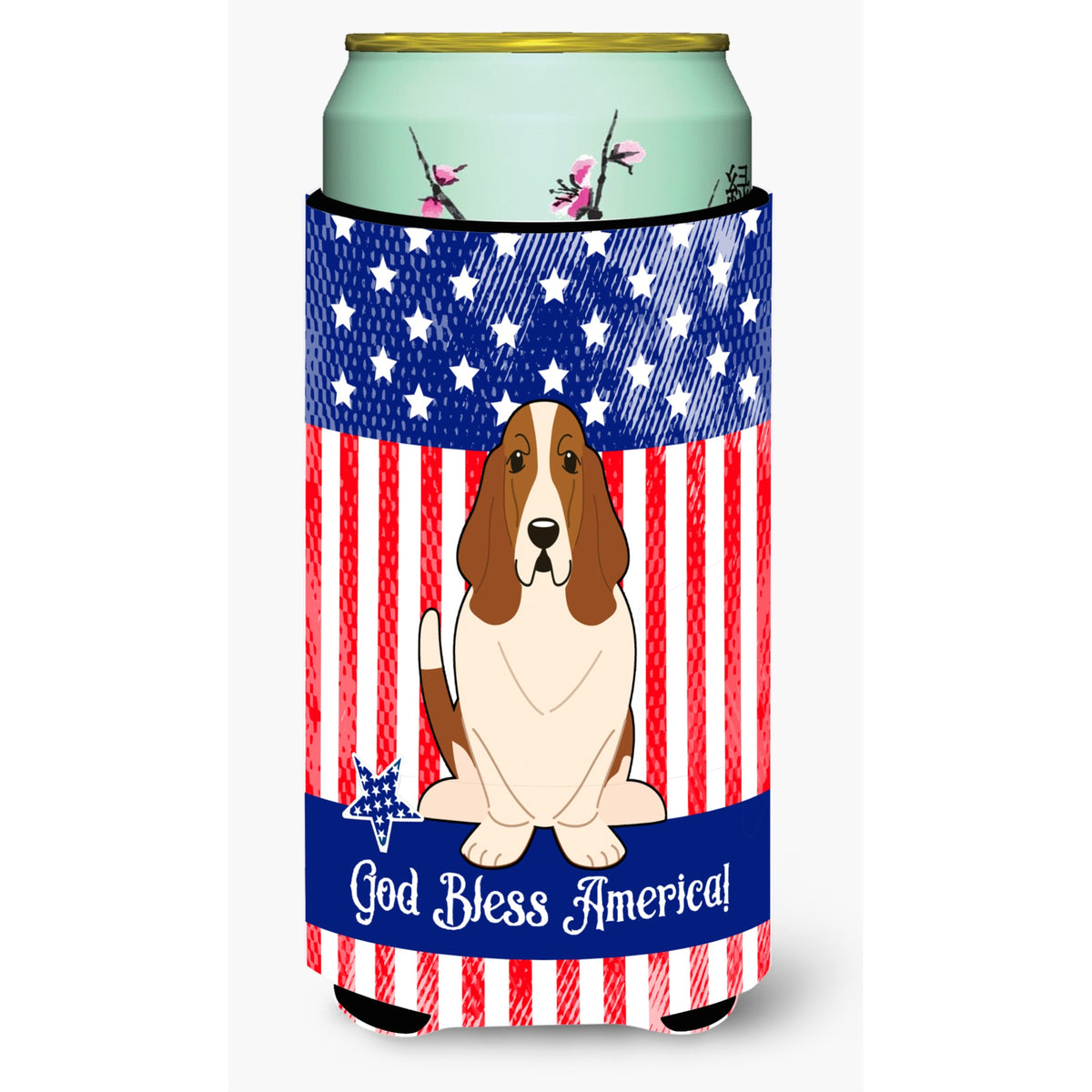 Caroline'S Treasures Bb3016Tbc Patriotic Usa Basset Hound Tall Boy Hugger Cold-Beverage-Koozies, Multicolor