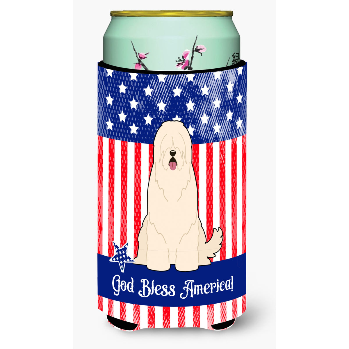 Caroline'S Treasures Bb3019Tbc Patriotic Usa South Russian Sheepdog Tall Boy Hugger Cold-Beverage-Koozies, Multicolor