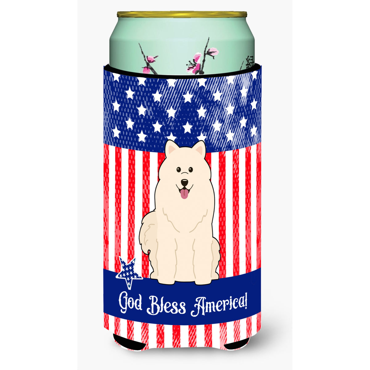 Caroline'S Treasures Bb3025Tbc Patriotic Usa Samoyed Tall Boy Hugger Cold-Beverage-Koozies, Multicolor