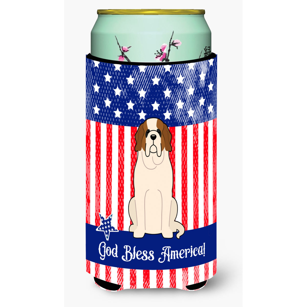 Caroline'S Treasures Bb3030Tbc Patriotic Usa Saint Bernard Tall Boy Hugger Cold-Beverage-Koozies, Multicolor
