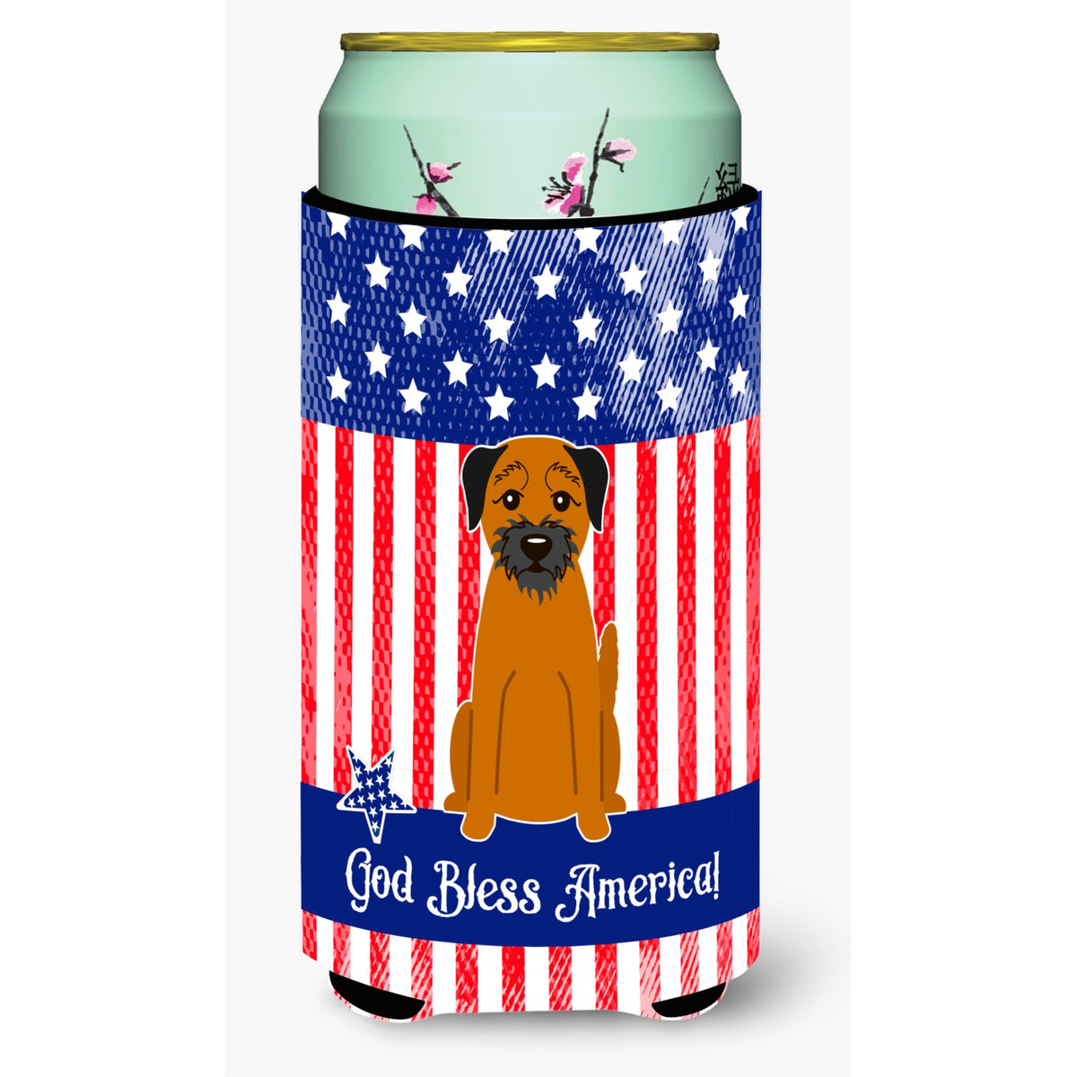 Caroline'S Treasures Bb3034Tbc Patriotic Usa Border Terrier Tall Boy Hugger Cold-Beverage-Koozies, Multicolor