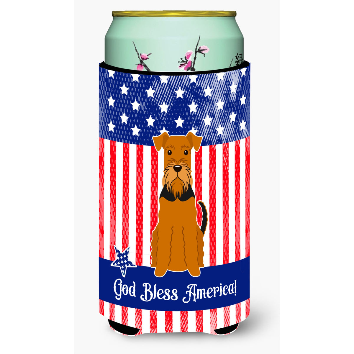 Caroline'S Treasures Bb3036Tbc Patriotic Usa Airedale Tall Boy Hugger Cold-Beverage-Koozies, Multicolor