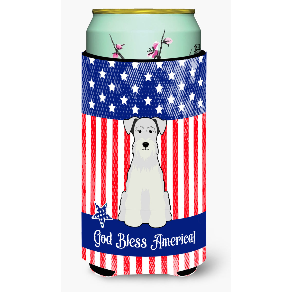 Caroline'S Treasures Bb3048Tbc Usa Miniature Schanuzer White Tall Boy Hugger Cold-Beverage-Koozies, Multicolor