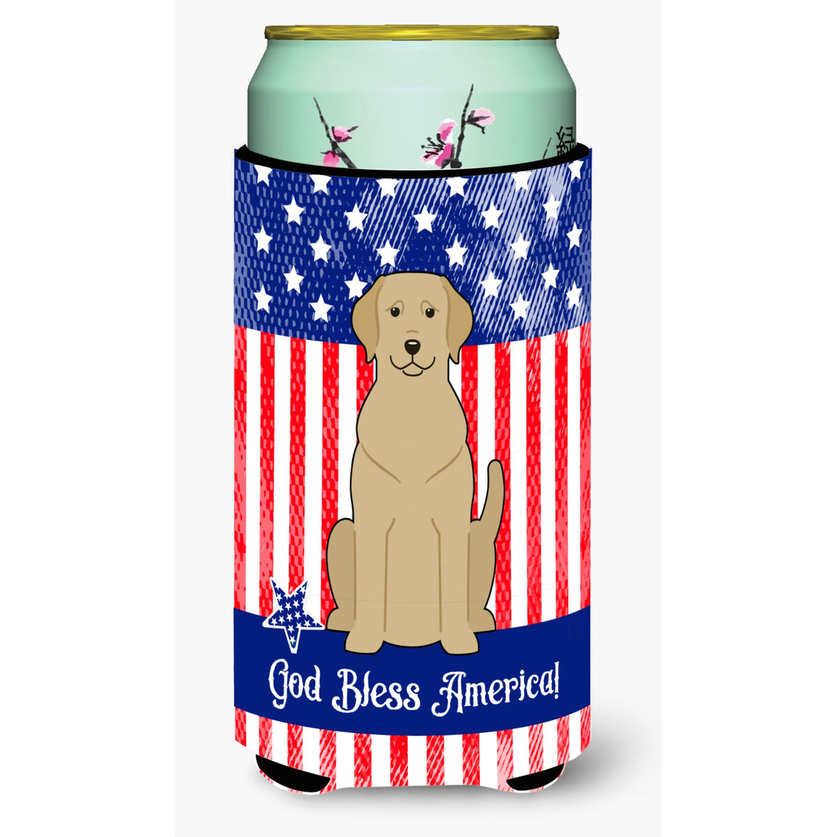Caroline'S Treasures Bb3050Tbc Patriotic Usa Yellow Labrador Tall Boy Hugger Cold-Beverage-Koozies, Multicolor